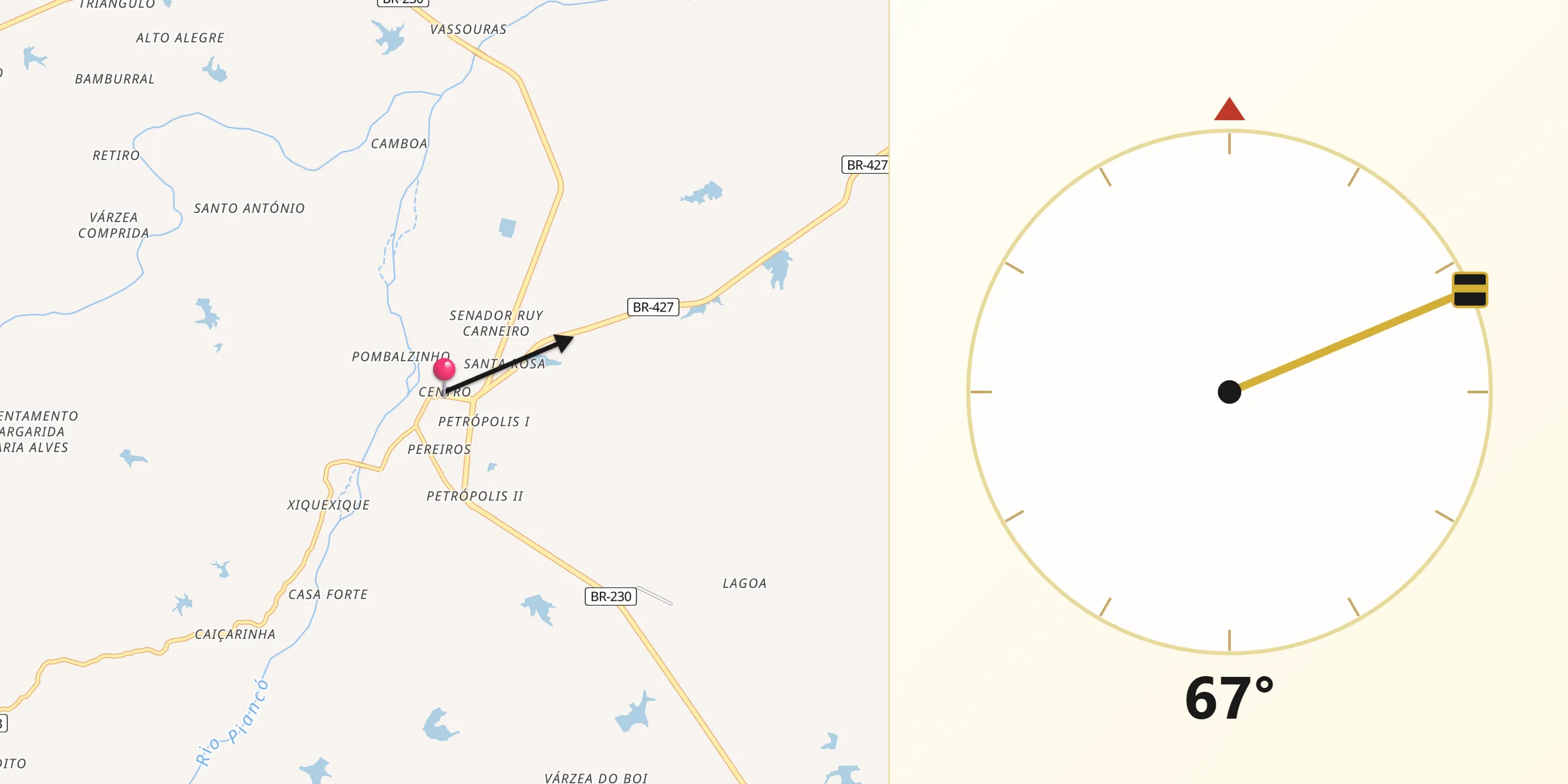 Direção da Qibla a partir de Pombal