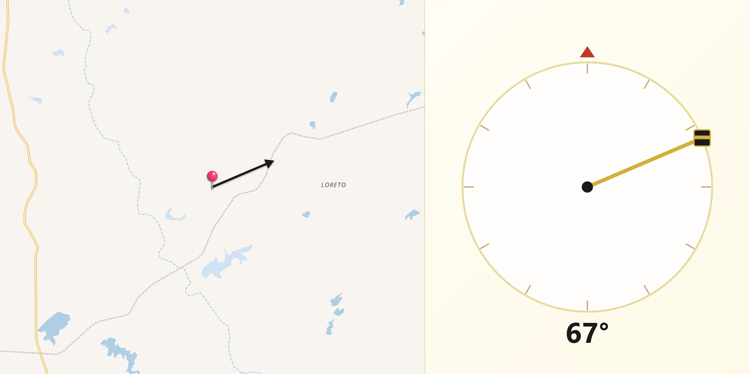 Direção da Qibla a partir de Ipueira