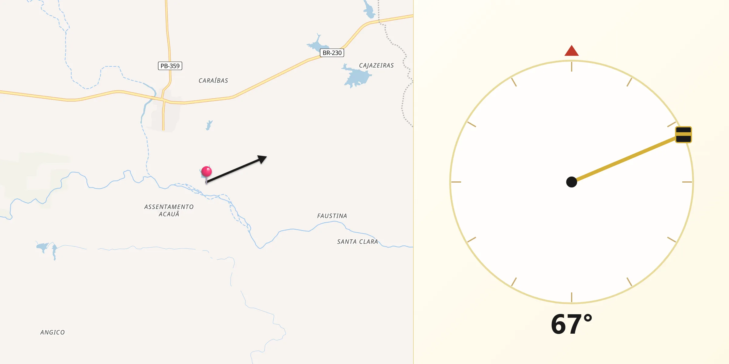 Direção da Qibla a partir de Aparecida
