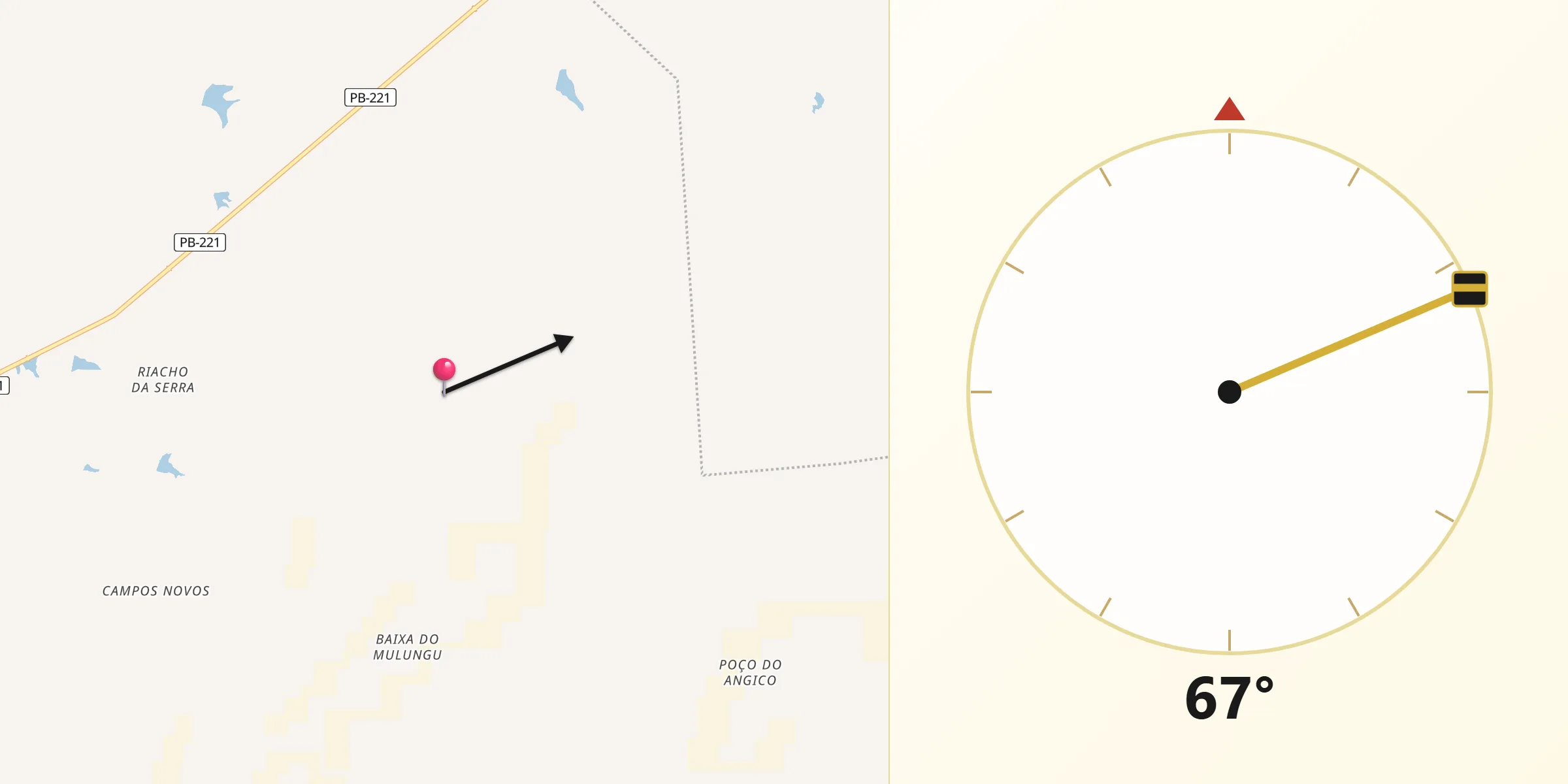Direção da Qibla a partir de São José do Sabugi