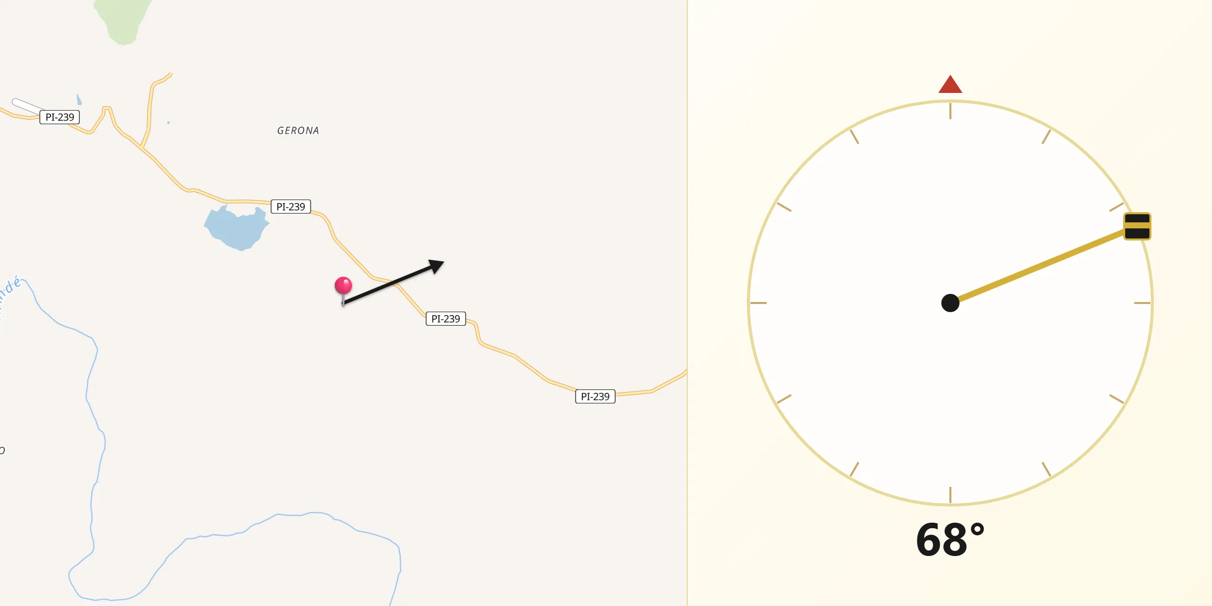 Direção da Qibla a partir de Santa Rosa do Piauí