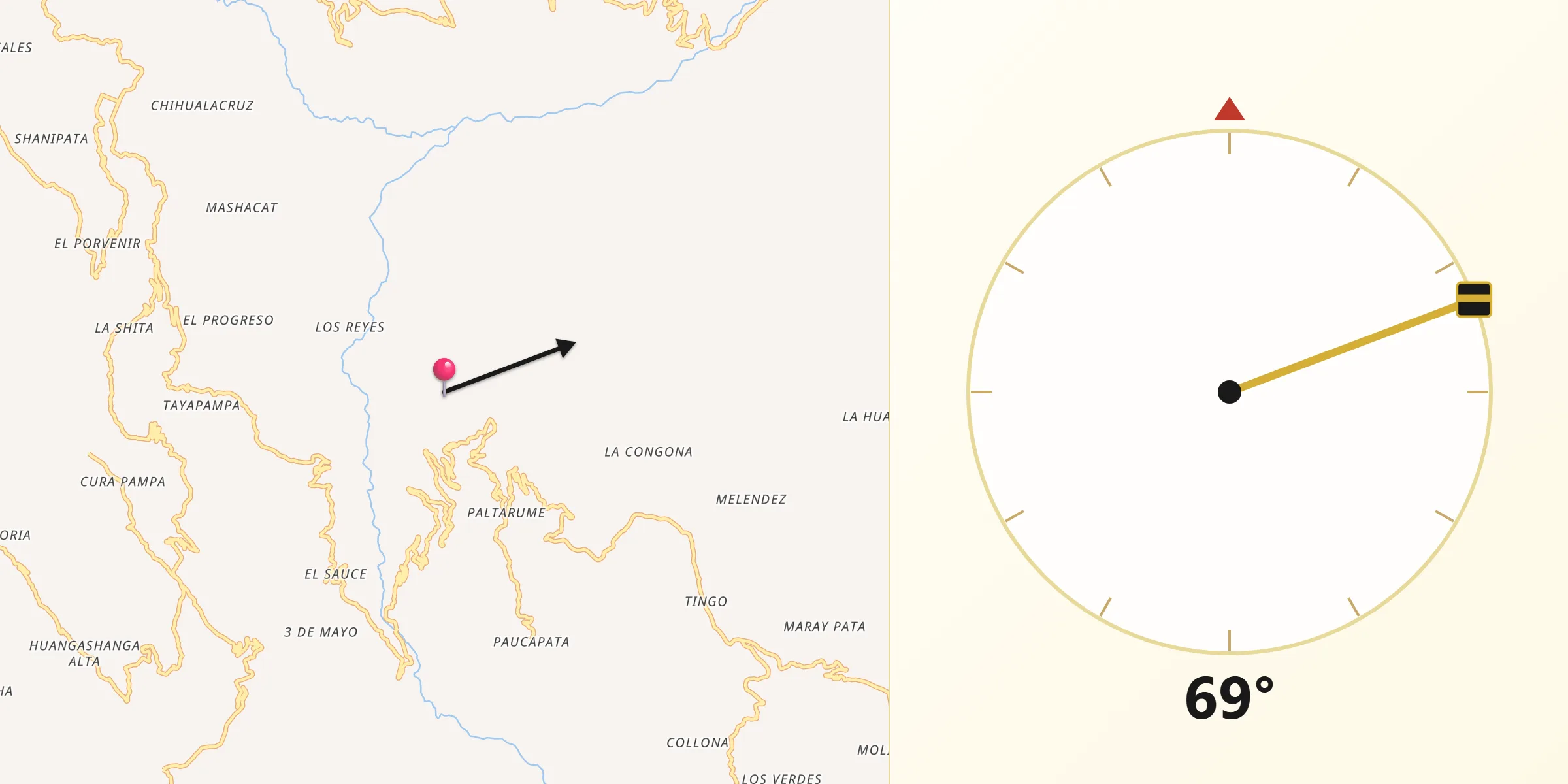 Dirección de la Qibla desde Provincia de Celendín