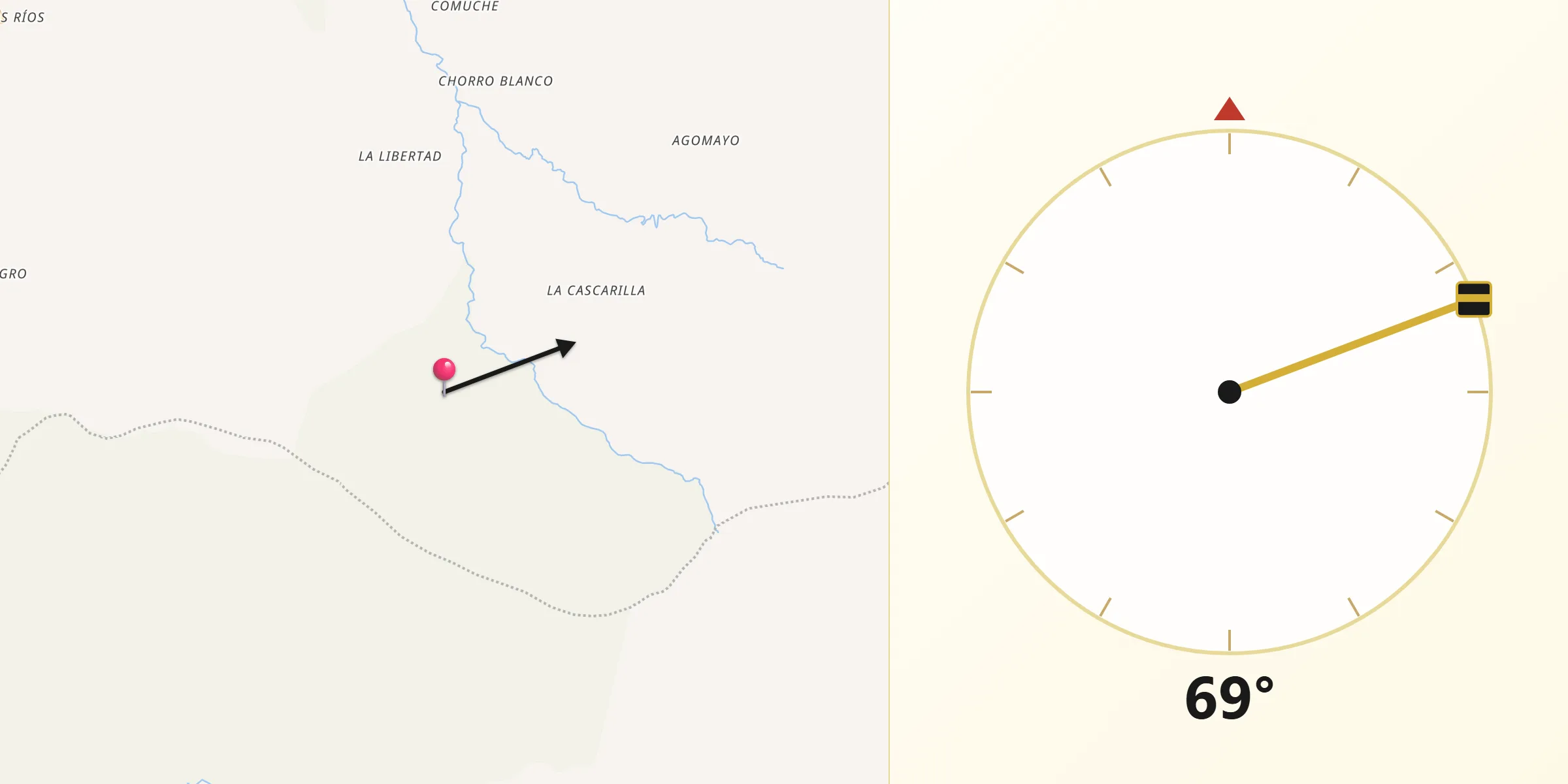Dirección de la Qibla desde Provincia de Santa Cruz