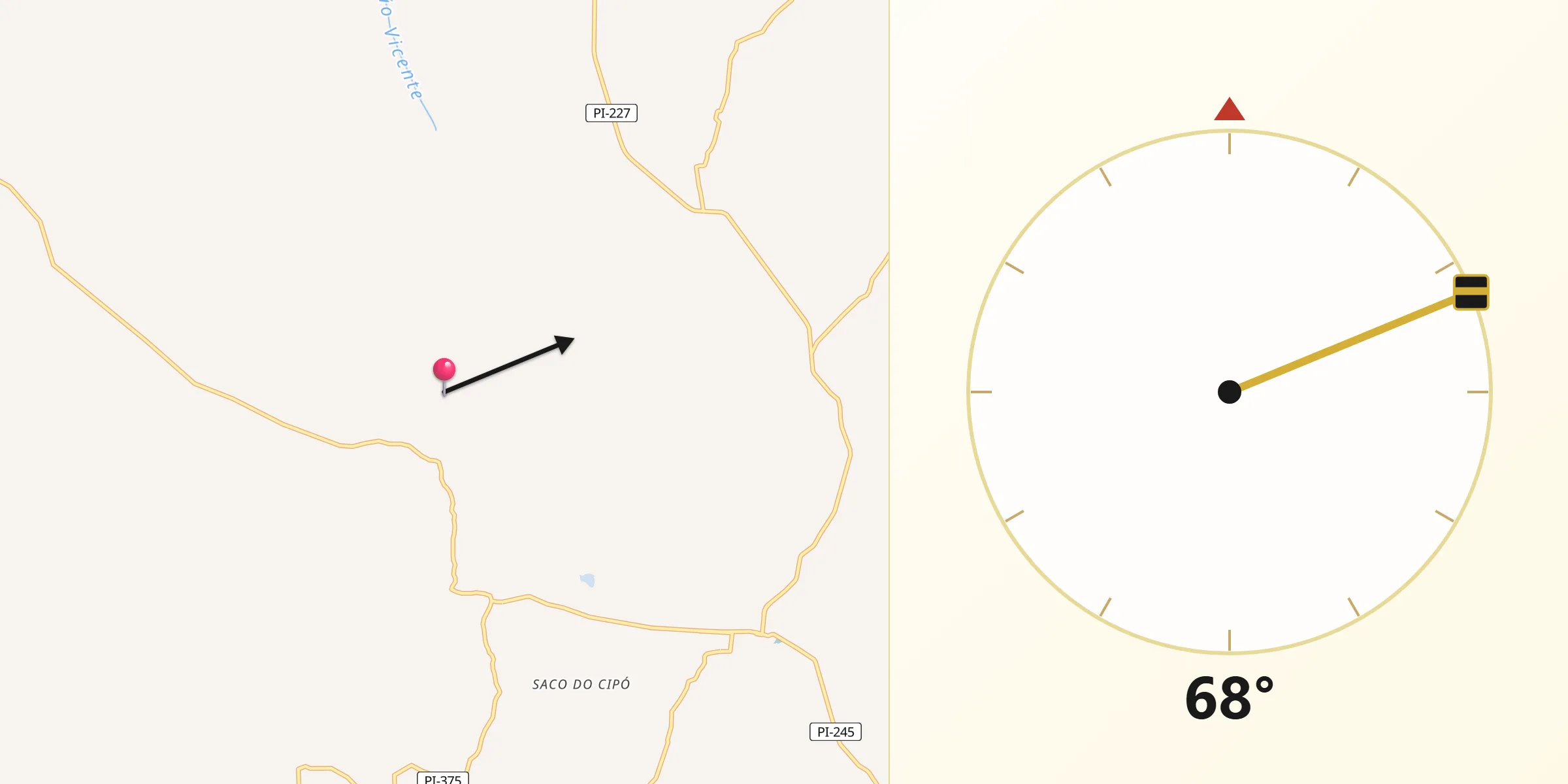 Direção da Qibla a partir de São José do Piauí