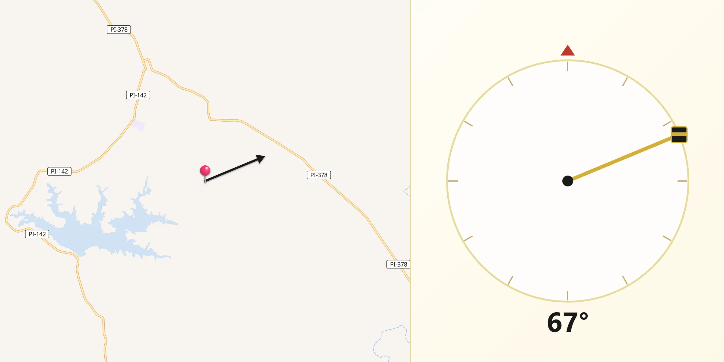 Direção da Qibla a partir de Pio IX