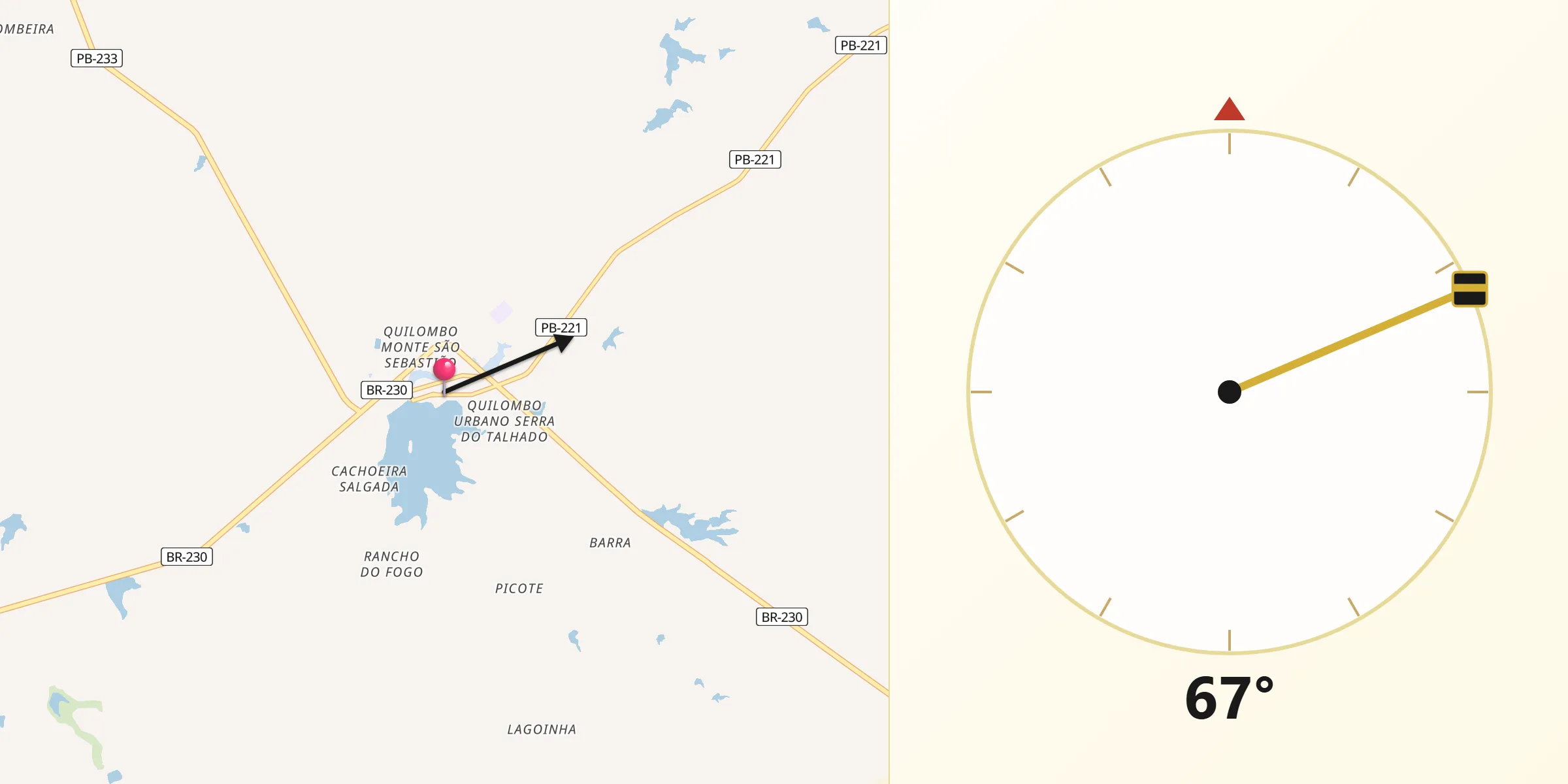 Direzione della Qibla da Santa Luzia