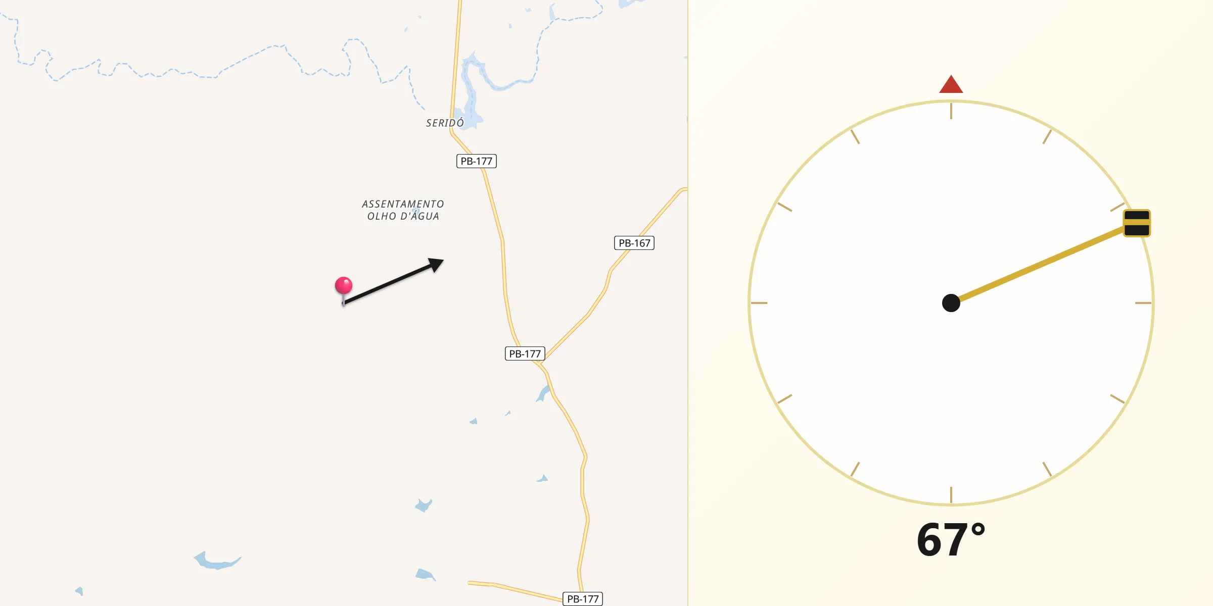 Direção da Qibla a partir de São Vicente do Seridó