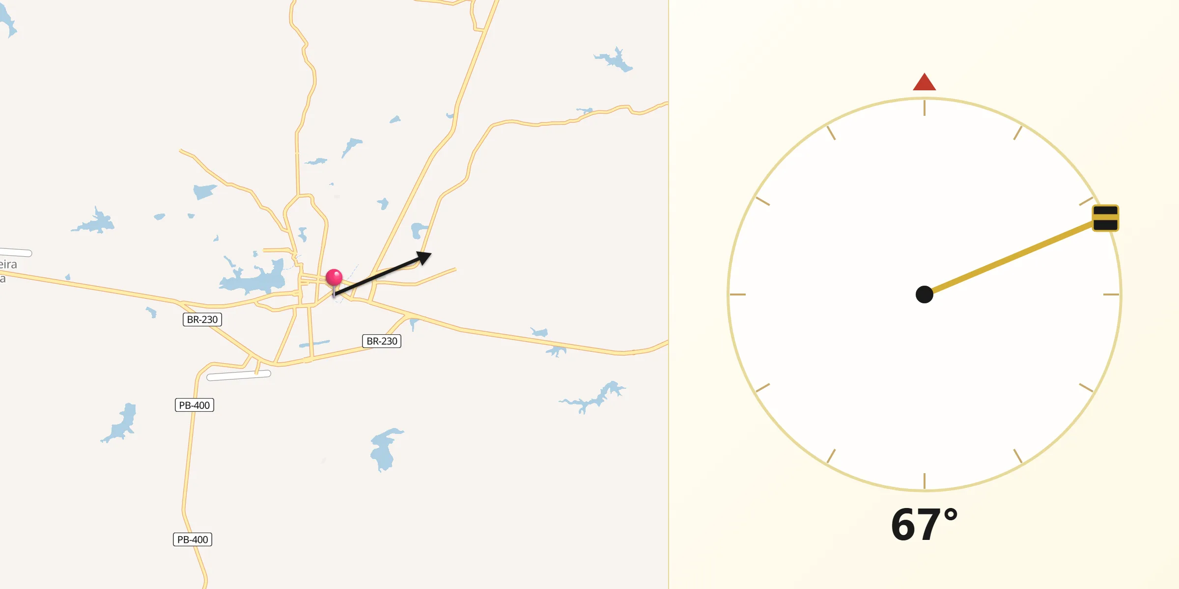 Direção da Qibla a partir de Cajazeiras