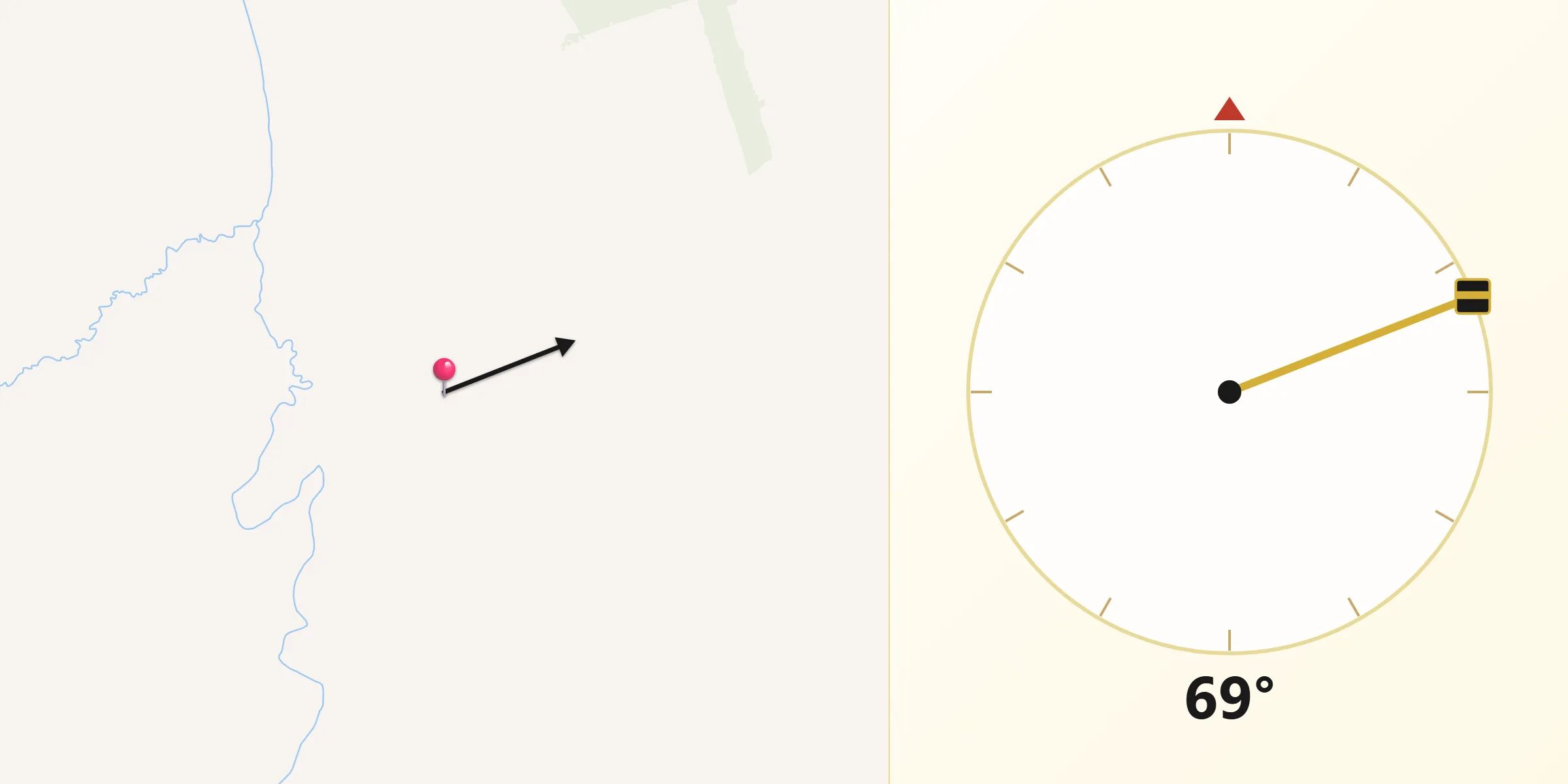 Direção da Qibla a partir de Aragominas