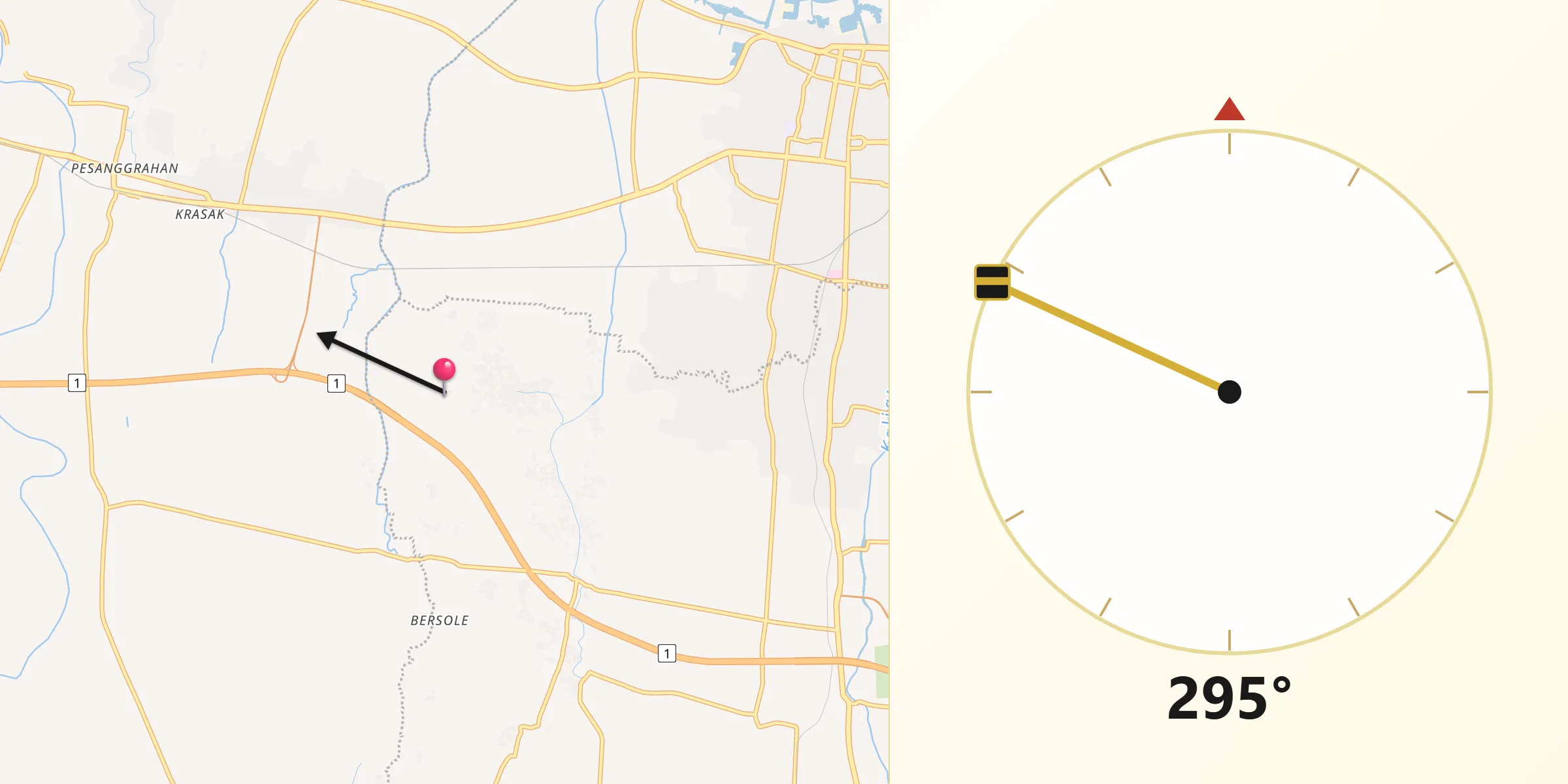 Qibla Direction from Dukuhturi