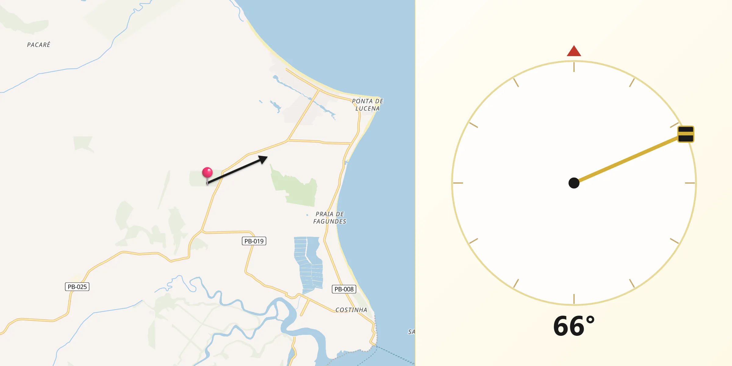 Direção da Qibla a partir de Lucena