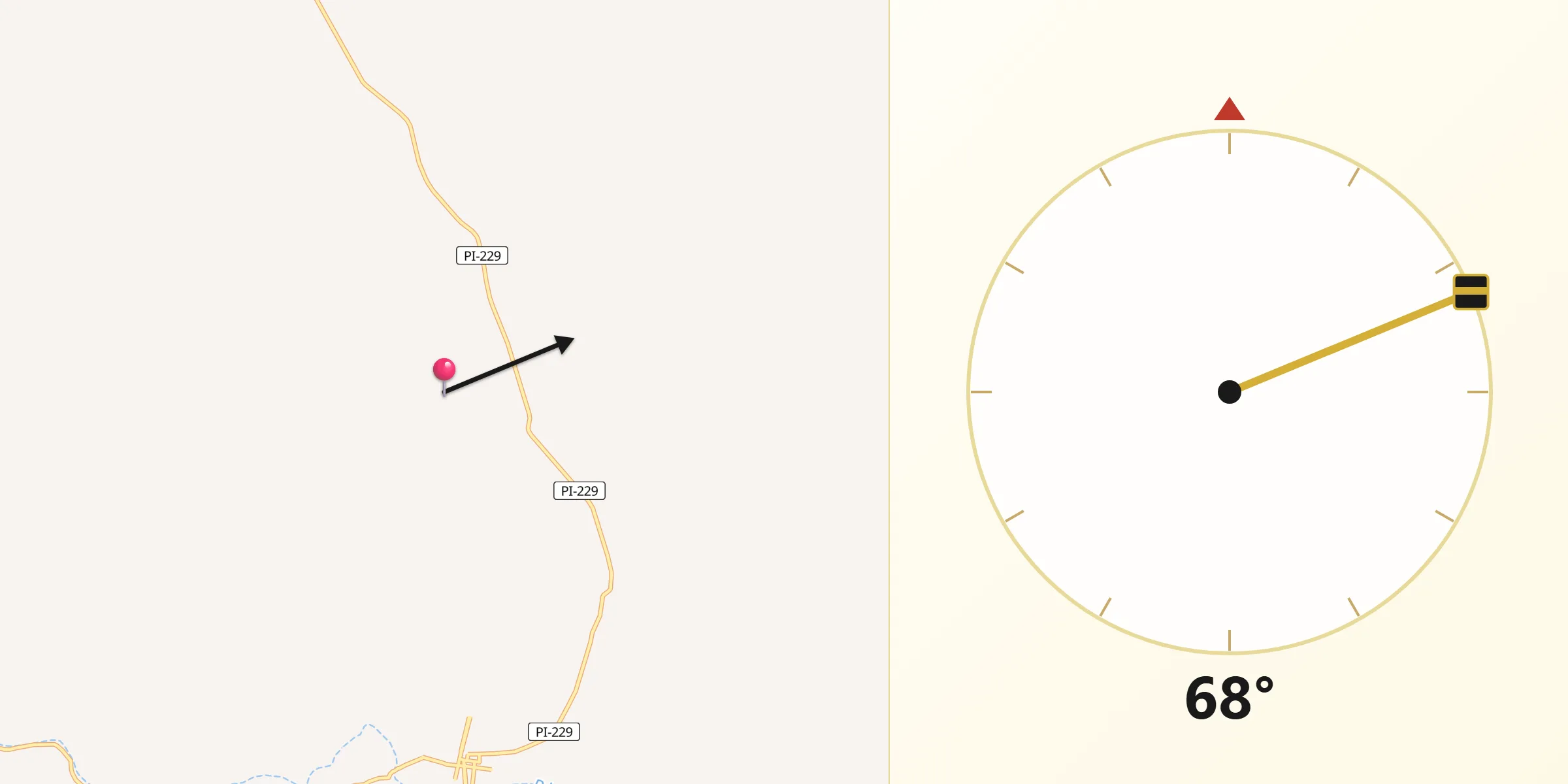 Direção da Qibla a partir de Monsenhor Hipólito