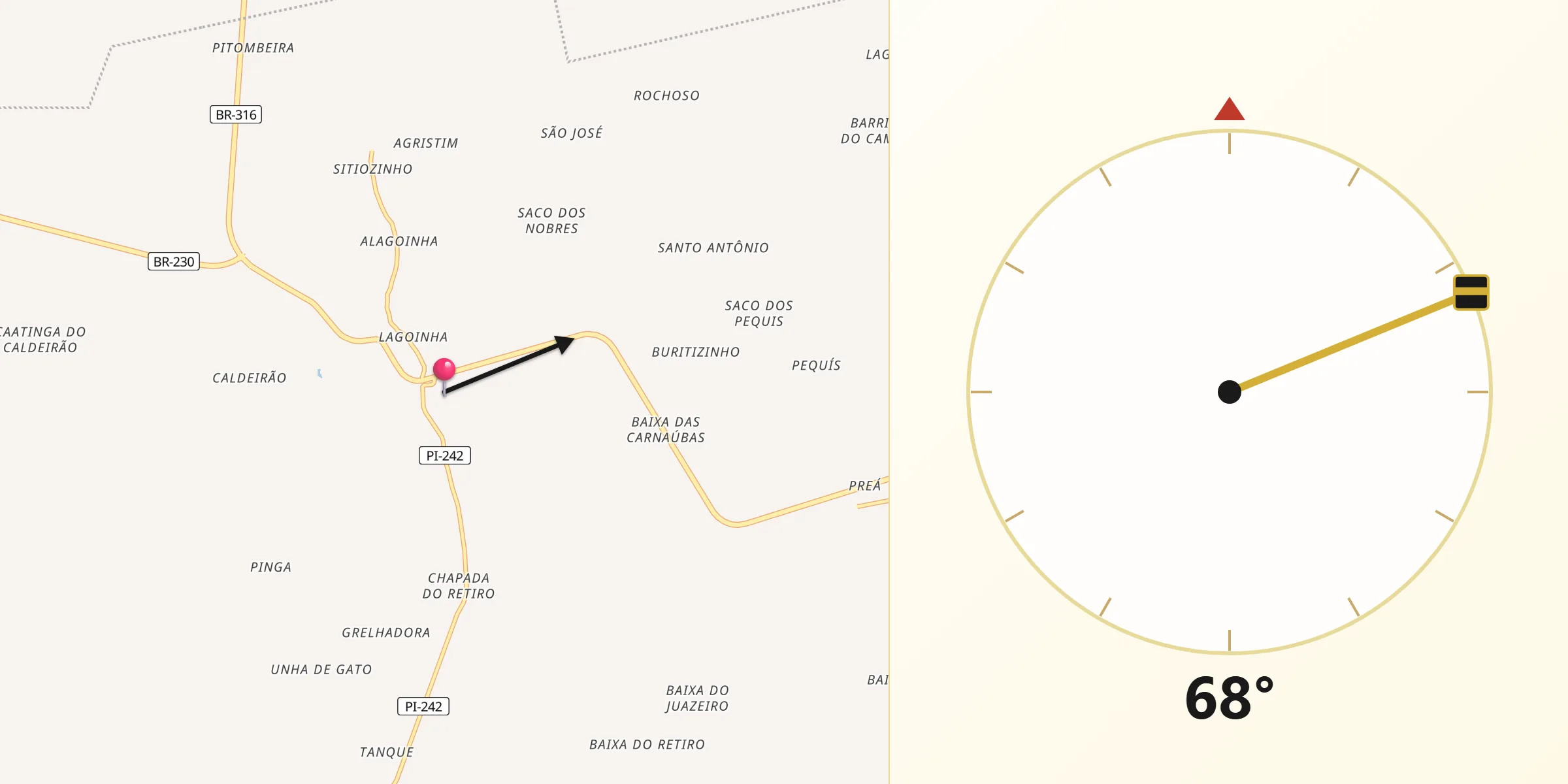 Direção da Qibla a partir de Dom Expedito Lopes