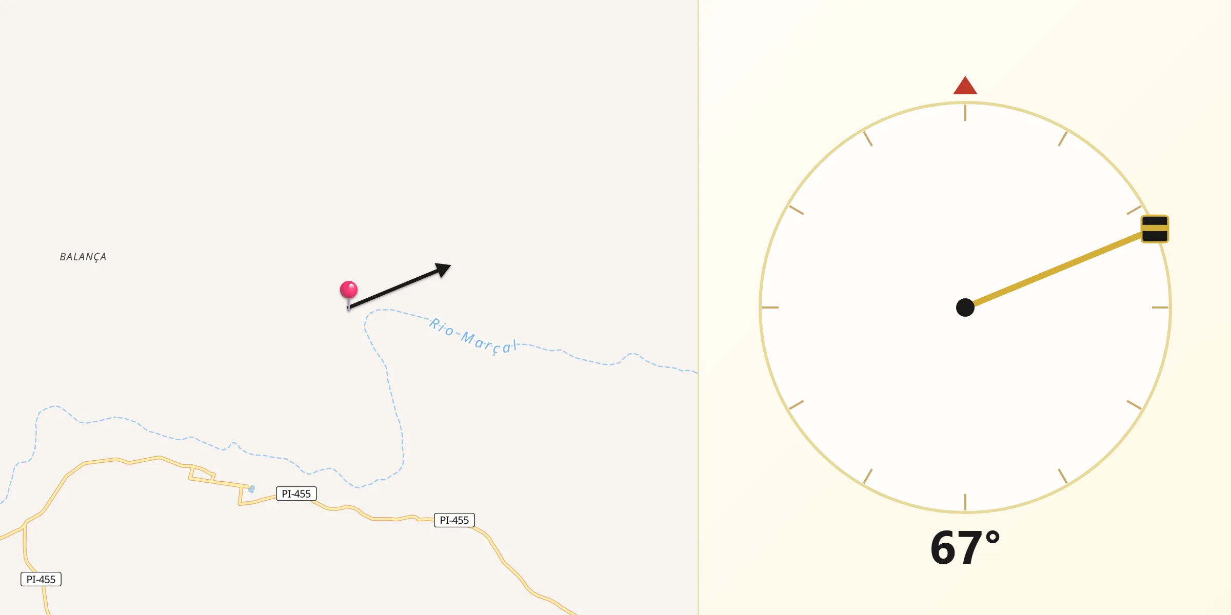 Direção da Qibla a partir de Alagoinha do Piauí
