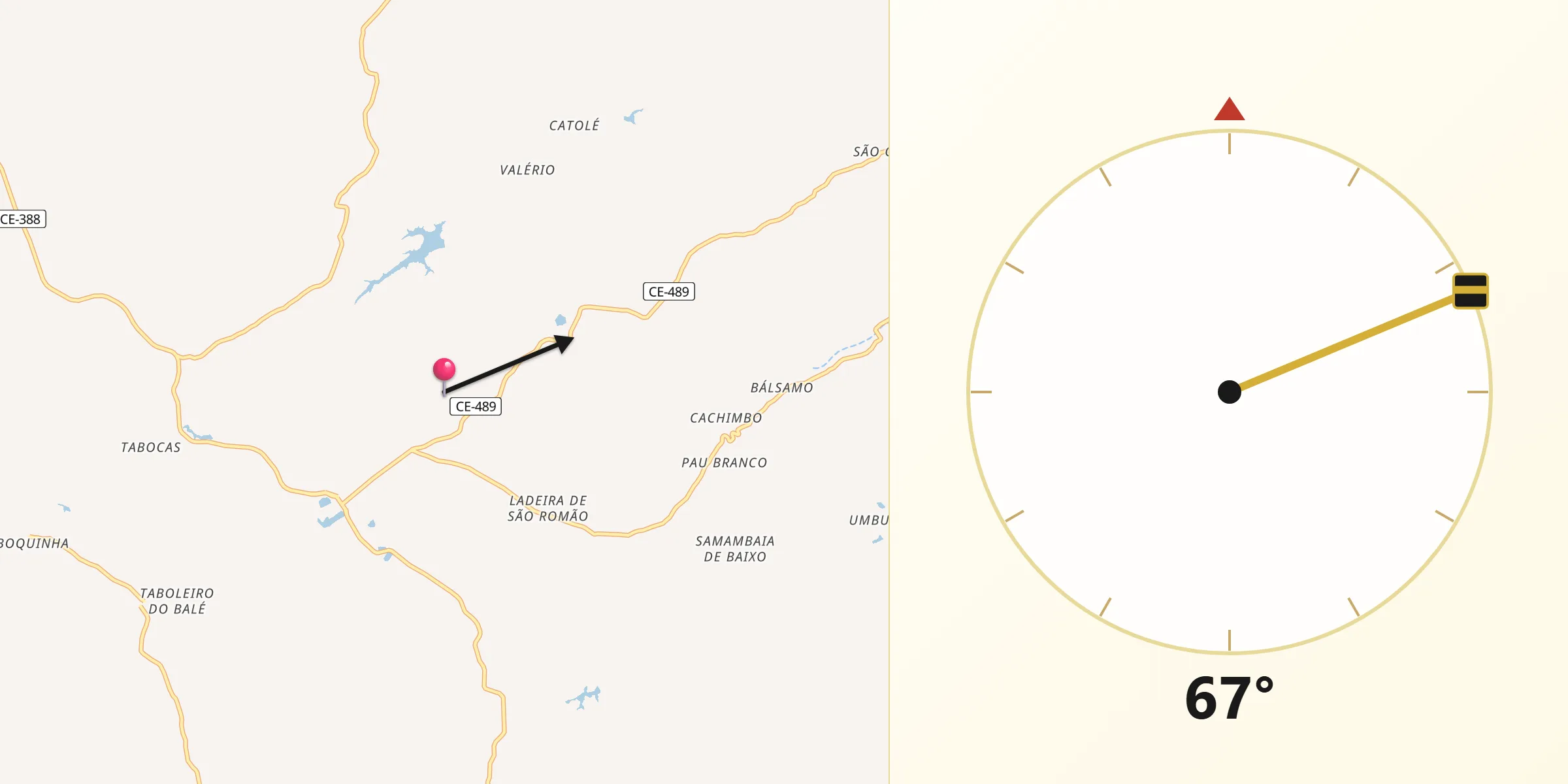 Direção da Qibla a partir de Altaneira