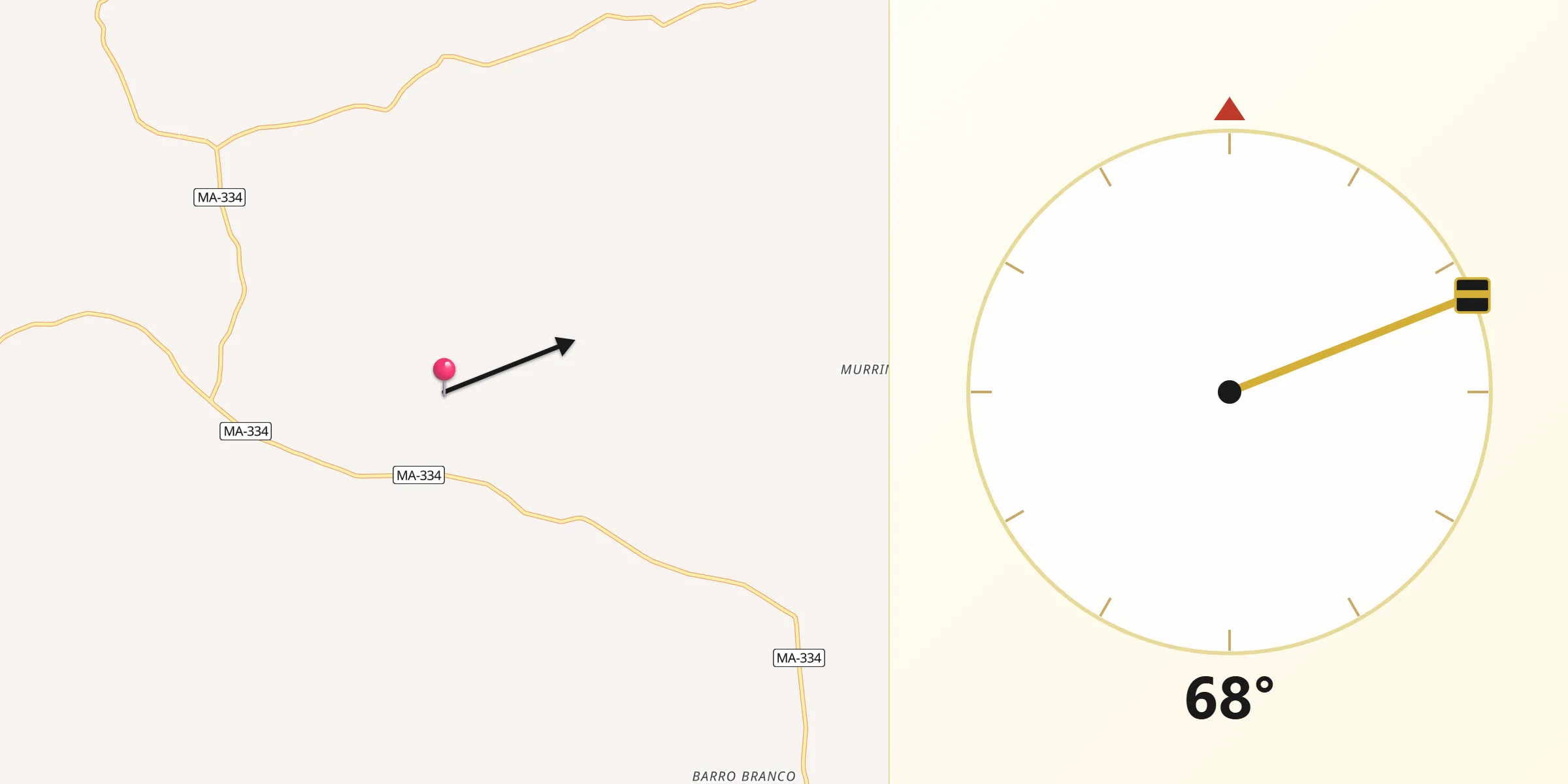 Direção da Qibla a partir de Feira Nova do Maranhão