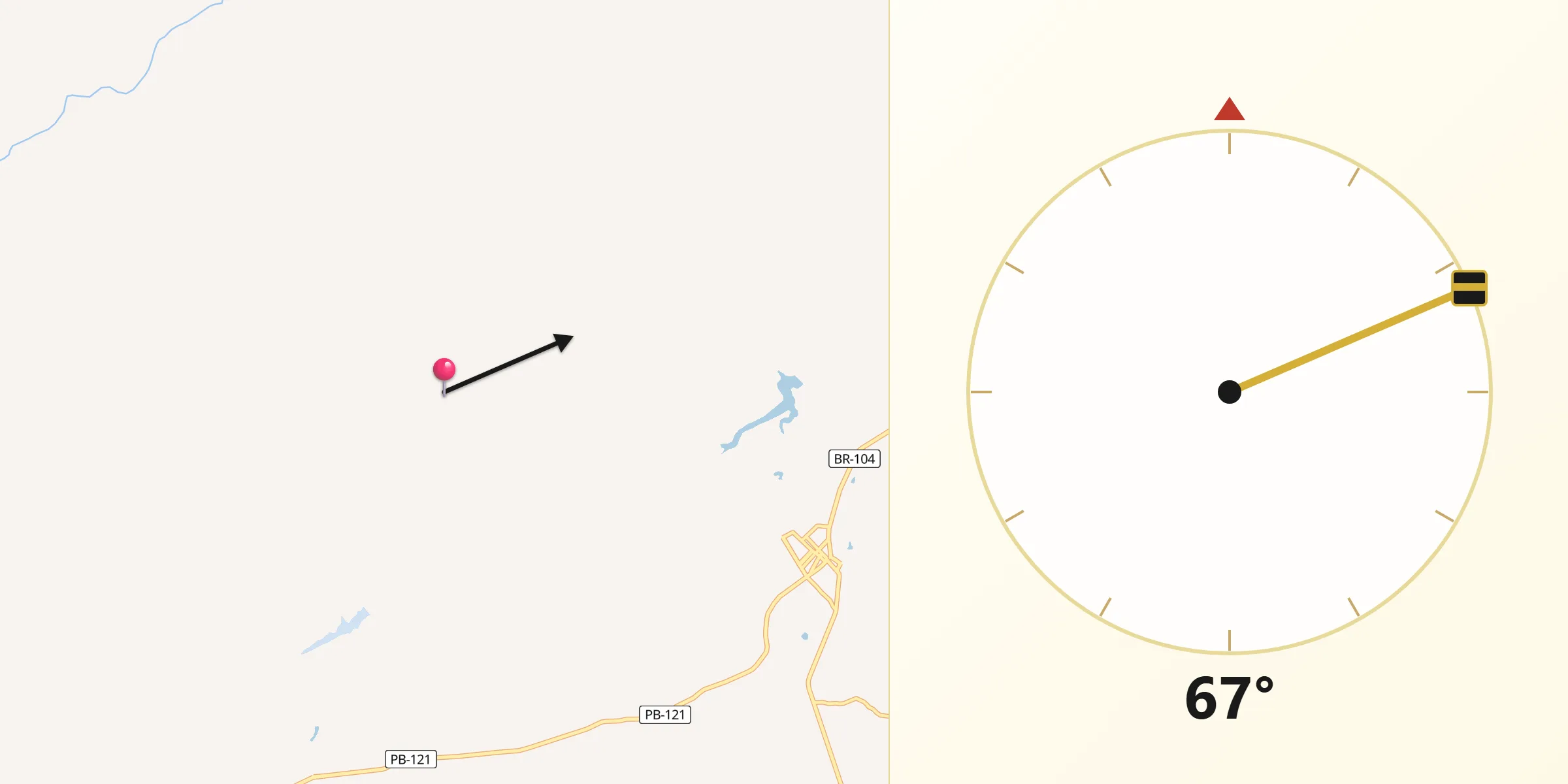 Direção da Qibla a partir de Esperança