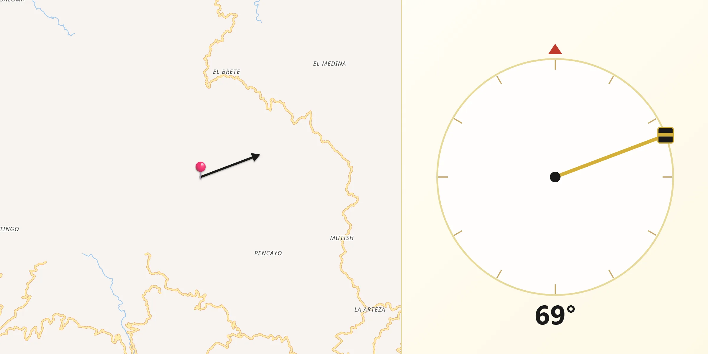 Dirección de la Qibla desde Provincia de San Miguel