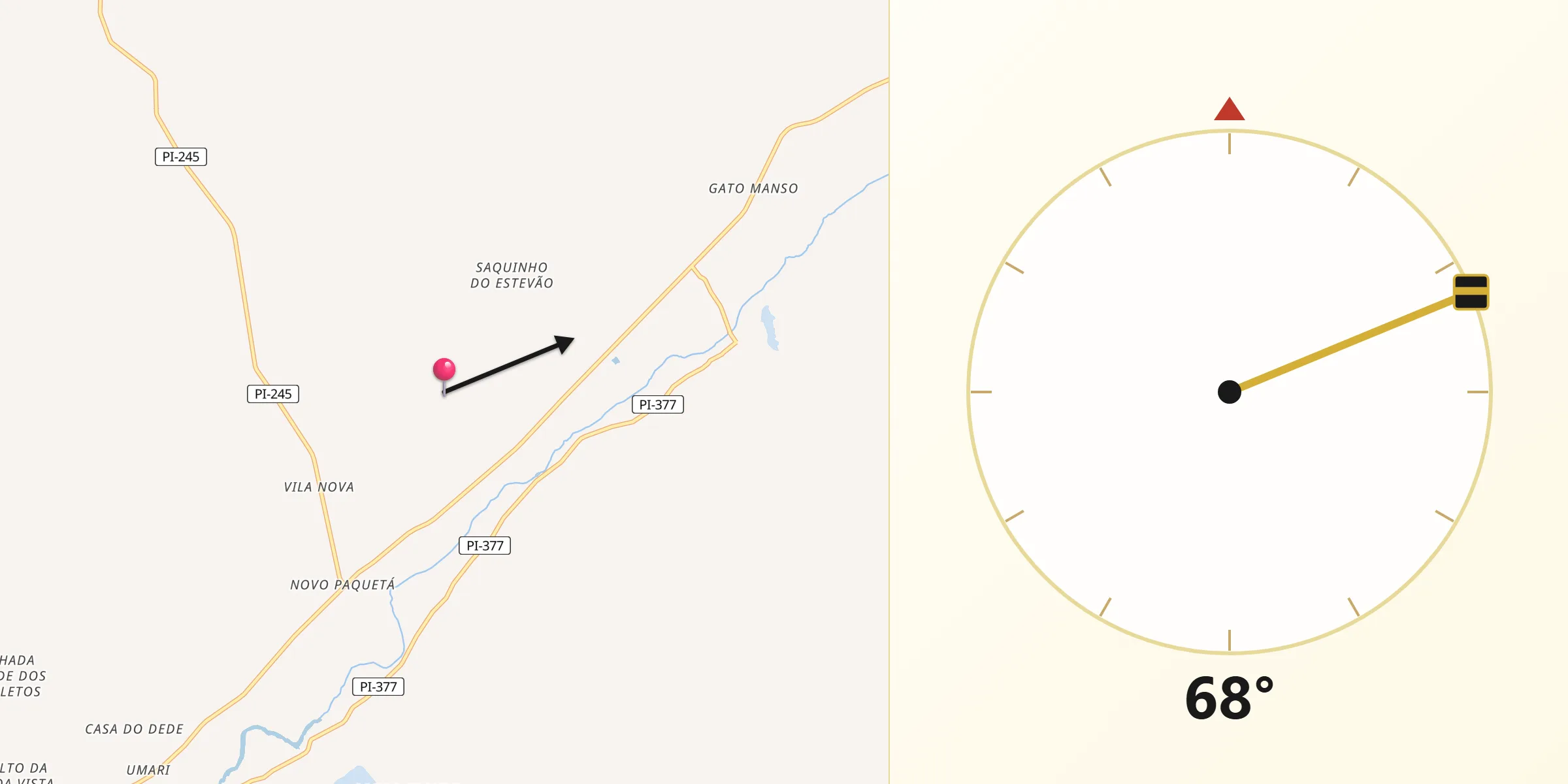 Direção da Qibla a partir de Sussuapara
