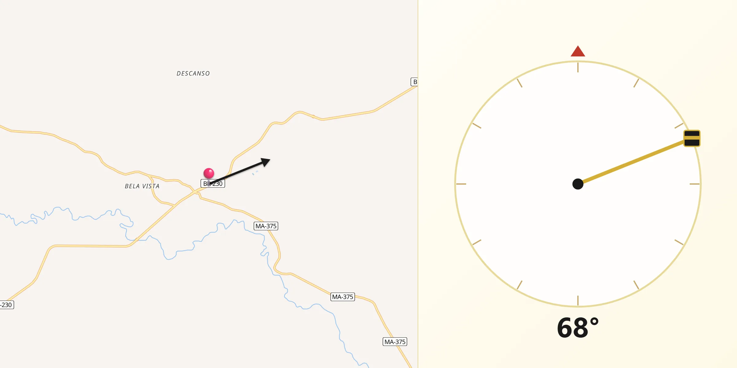 Direção da Qibla a partir de São Raimundo das Mangabeiras