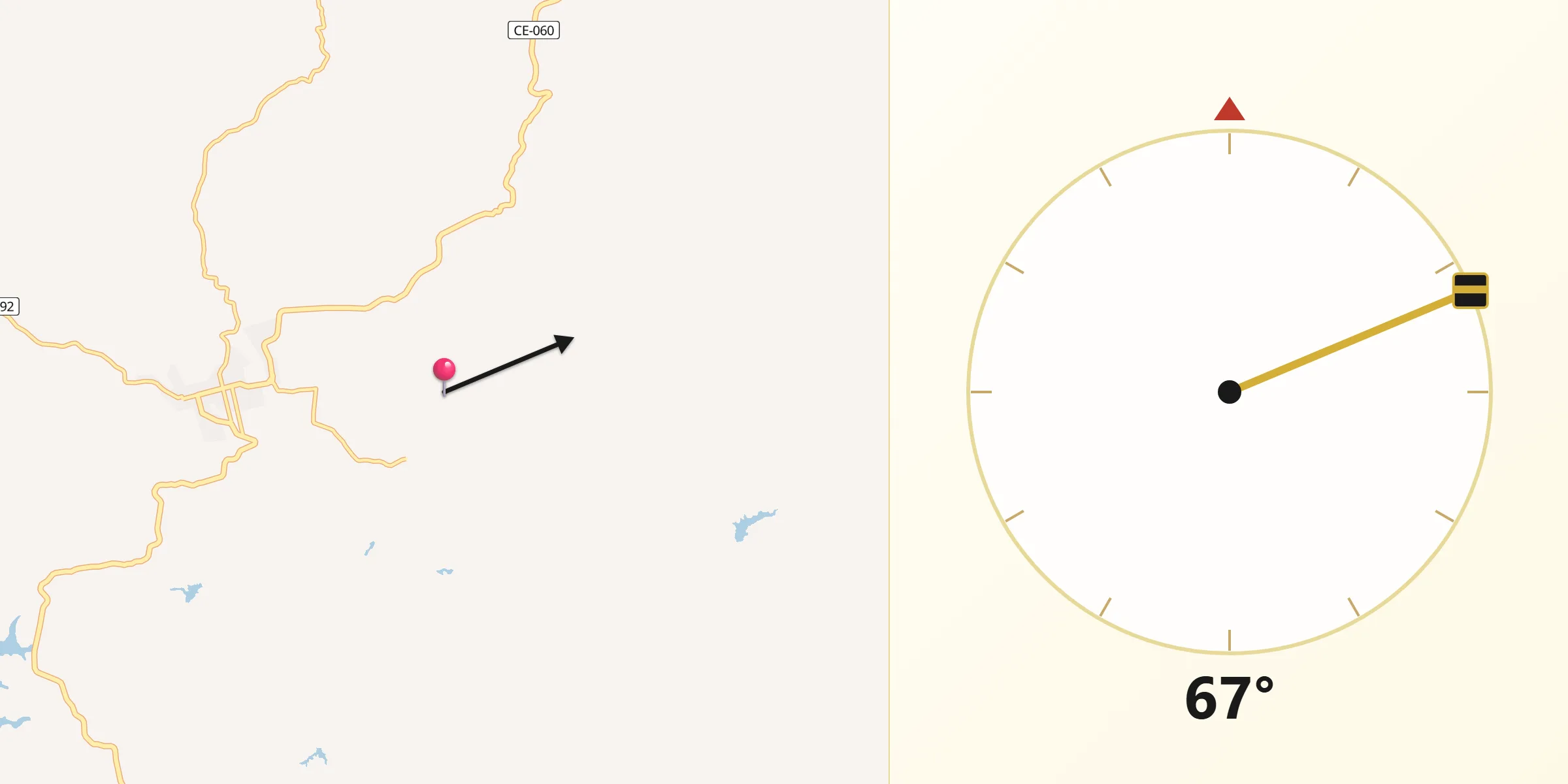 Direção da Qibla a partir de Caririaçu