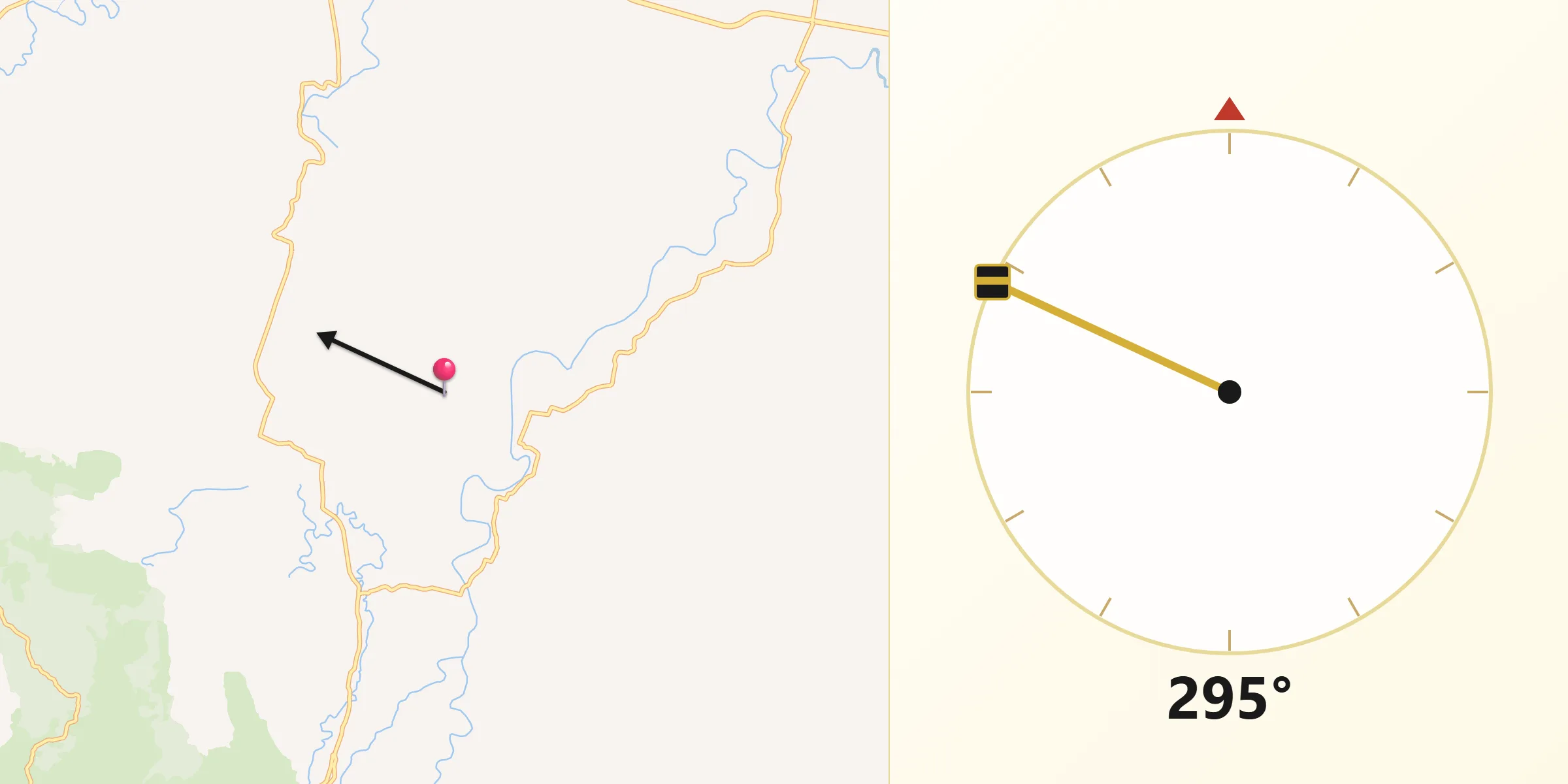 Direção da Qibla a partir de Brebes