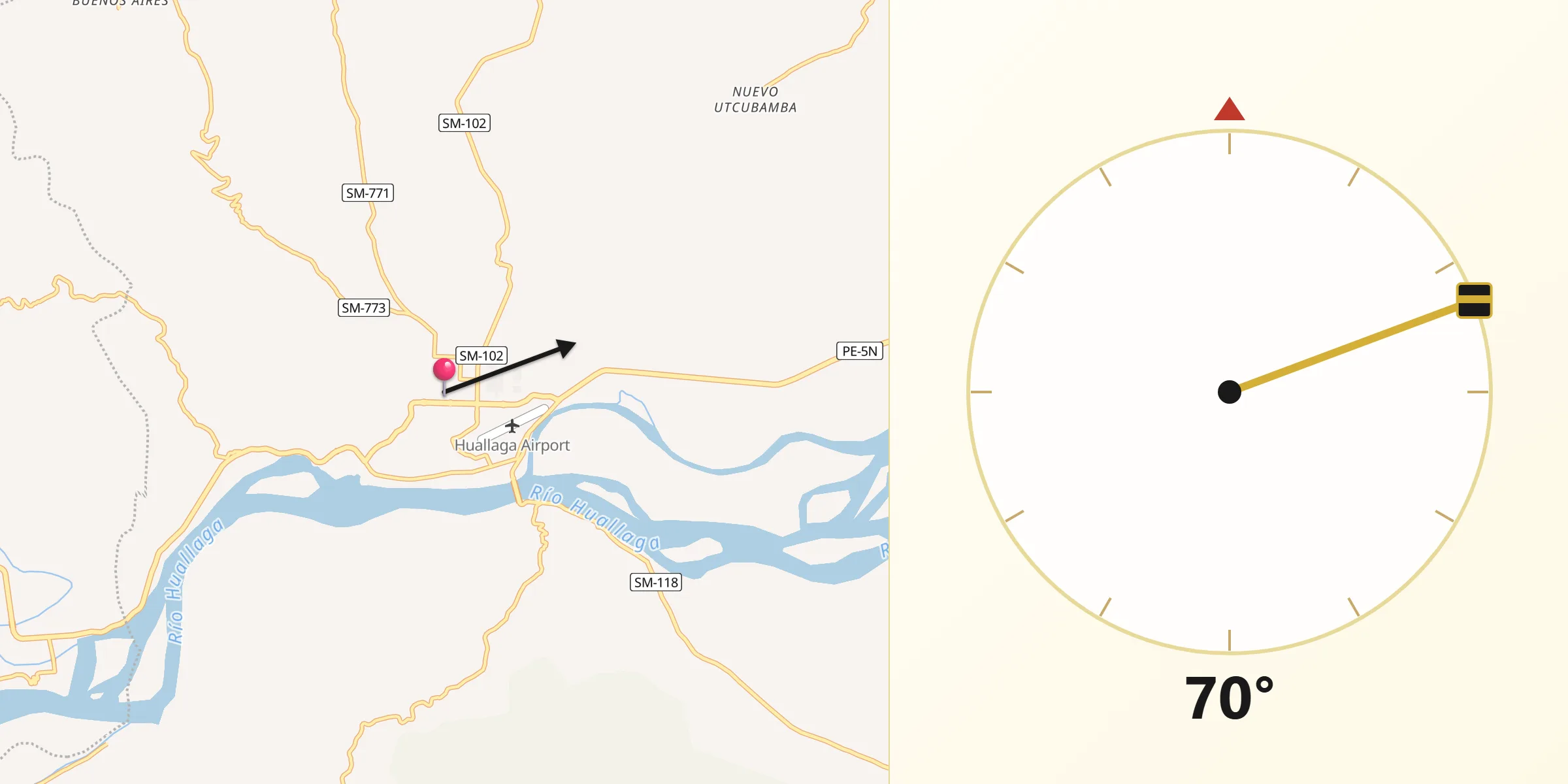 Dirección de la Qibla desde Bellavista de Jaén