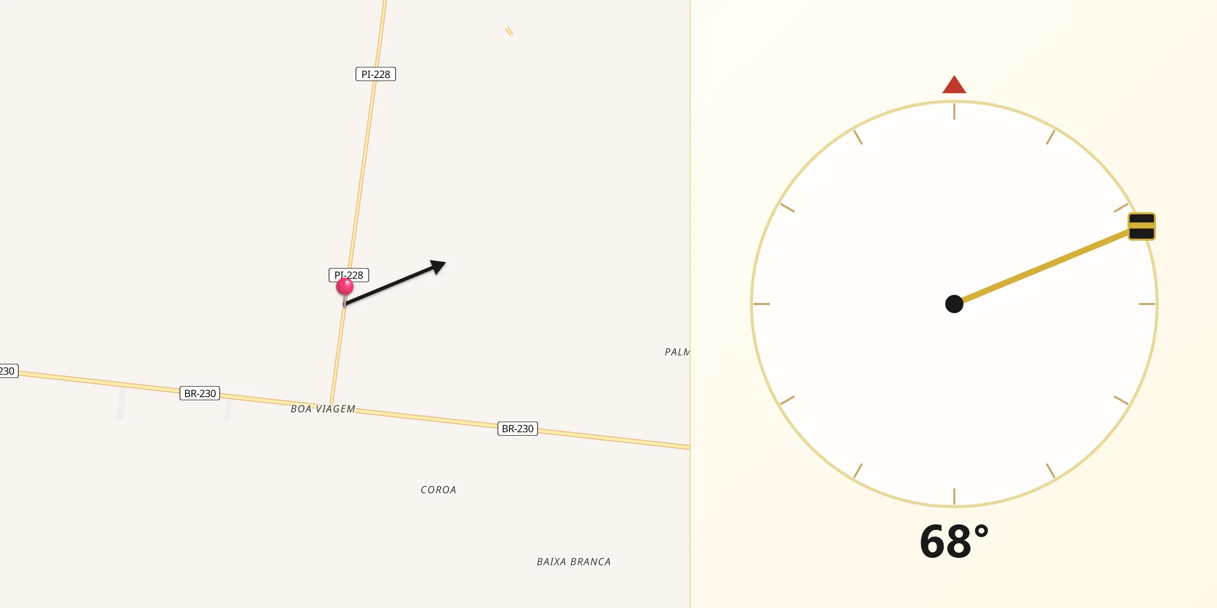 Direção da Qibla a partir de Francisco Santos