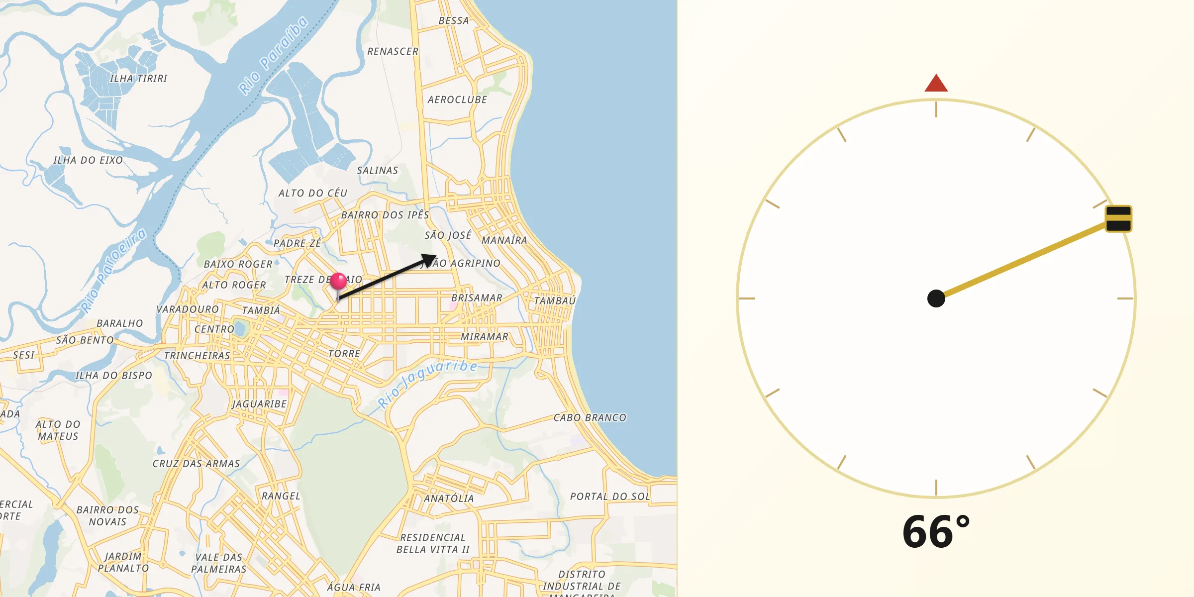 Direzione della Qibla da João Pessoa