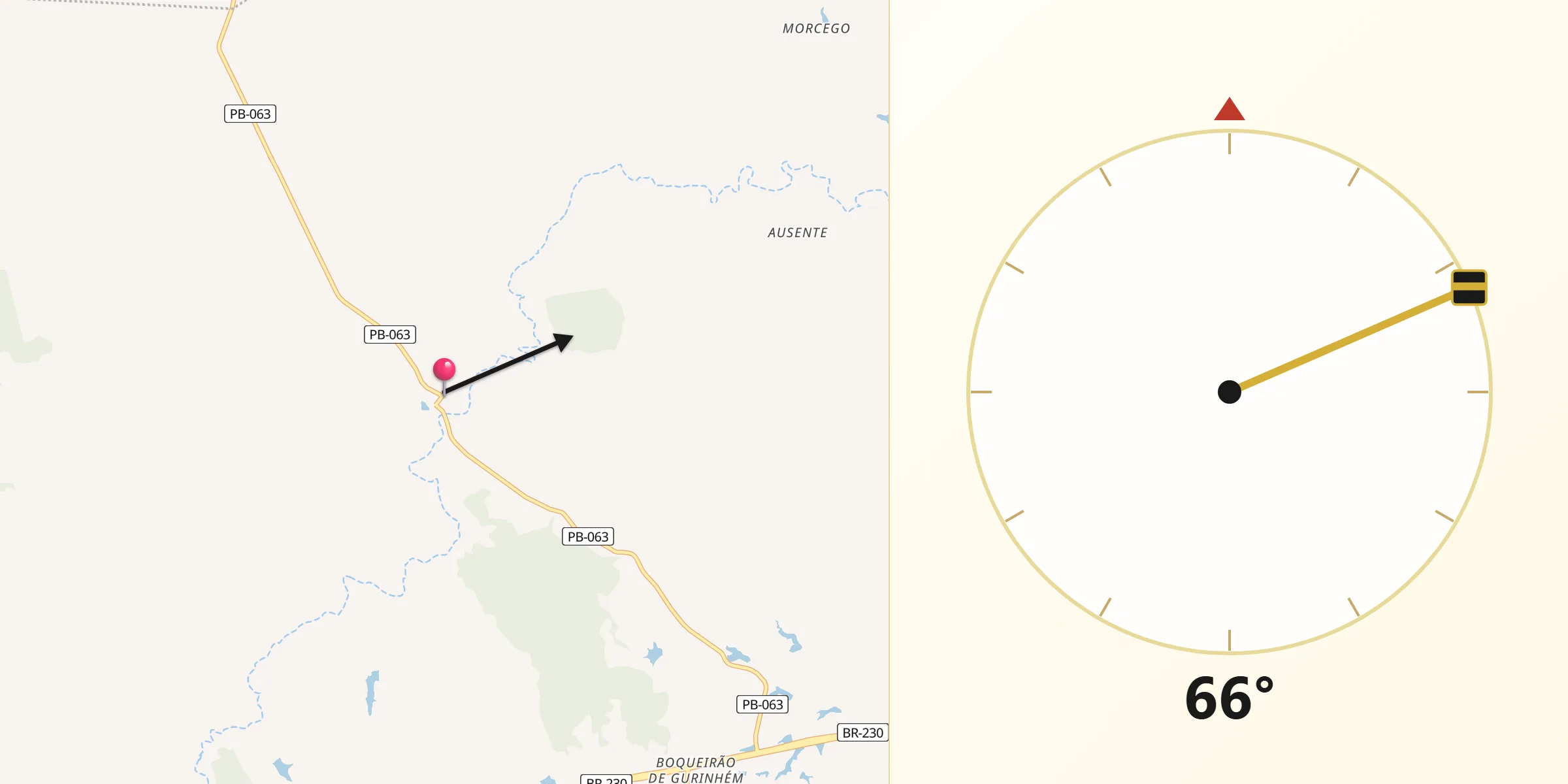 Direção da Qibla a partir de Gurinhém