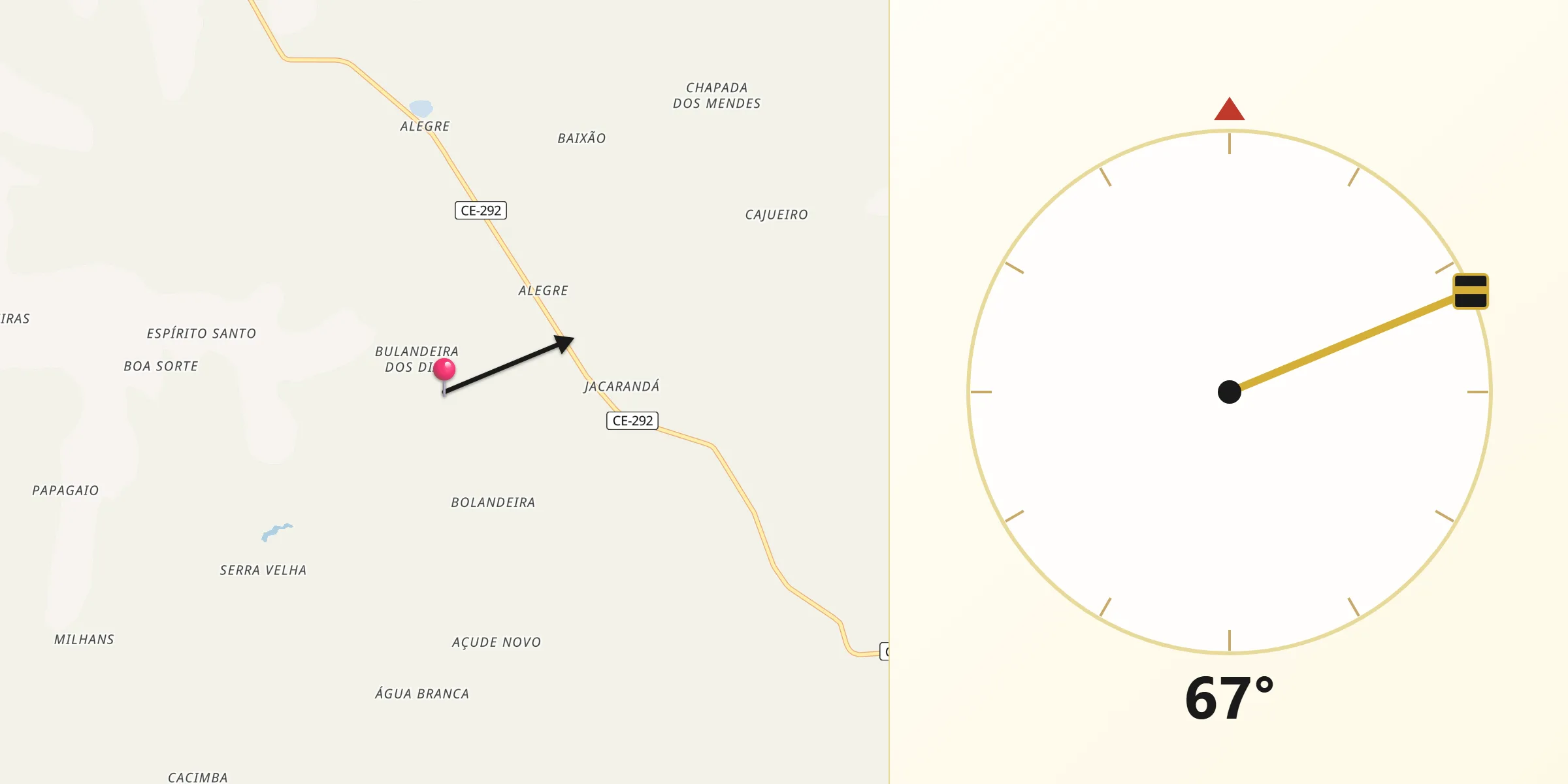 Direção da Qibla a partir de Salitre
