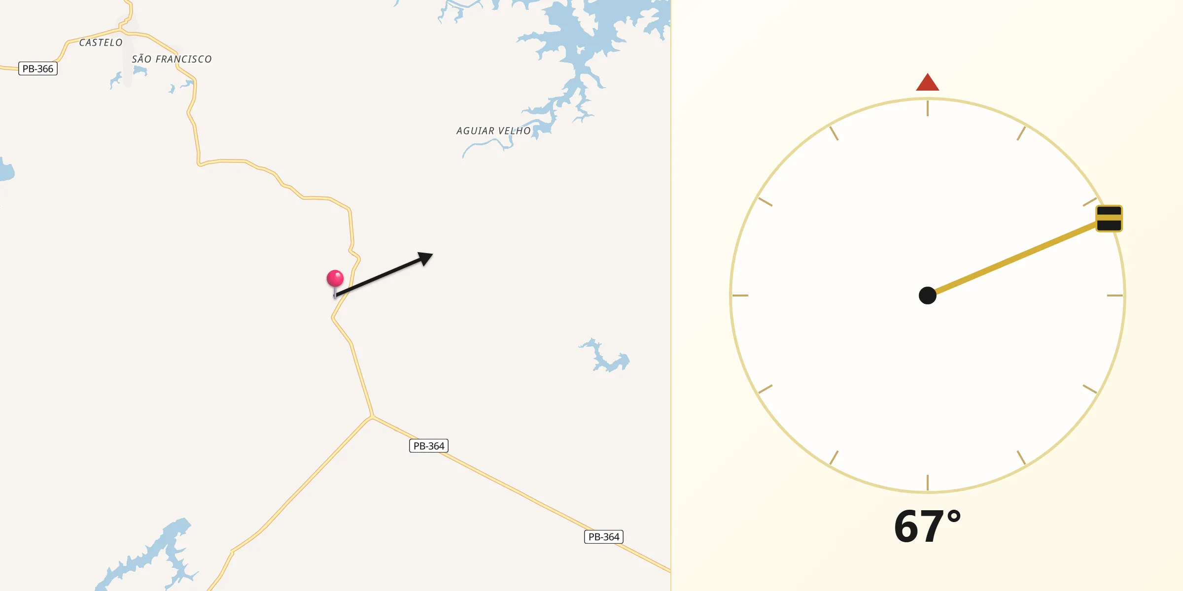 Direção da Qibla a partir de Igaracy