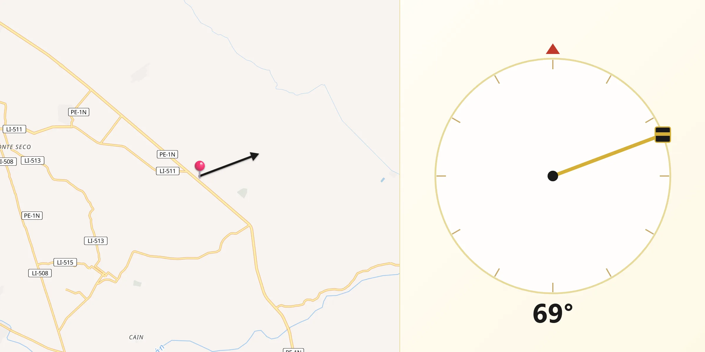 Dirección de la Qibla desde Chepén