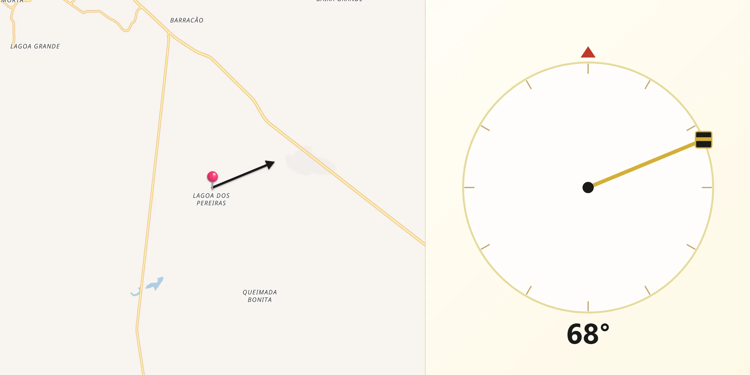 Direção da Qibla a partir de Geminiano