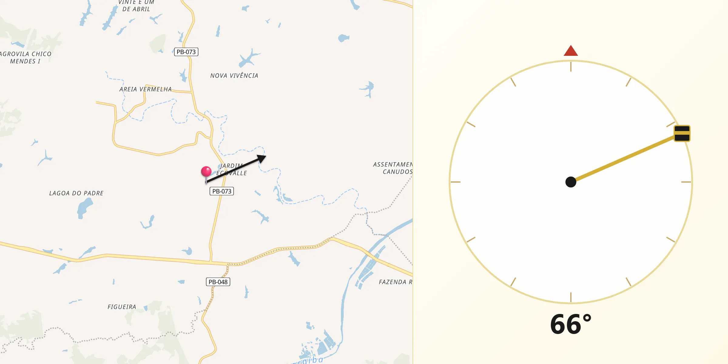 Direção da Qibla a partir de Sobrado