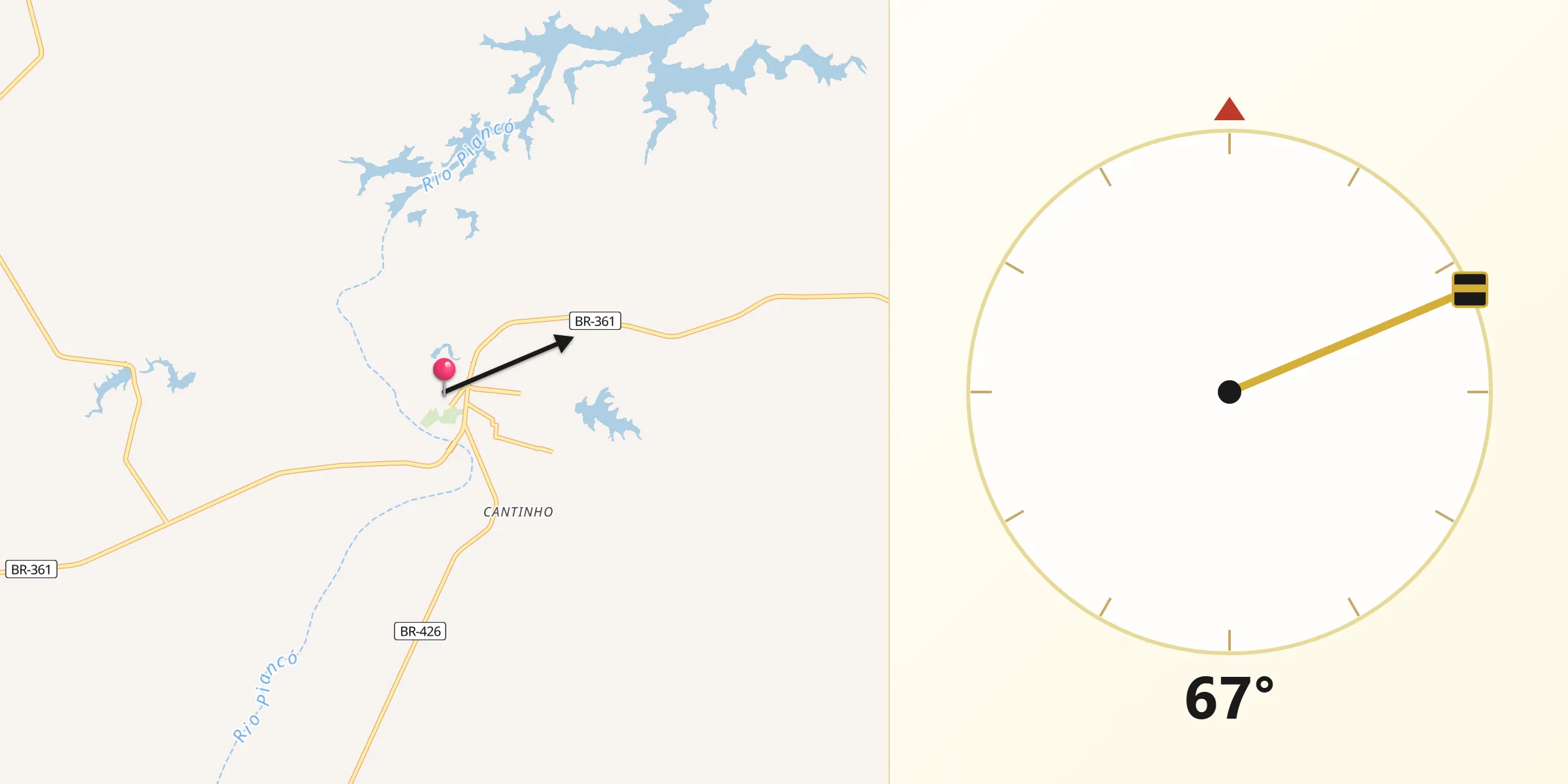 Direção da Qibla a partir de Piancó