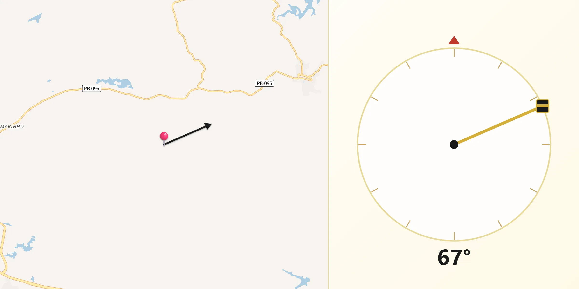 Direção da Qibla a partir de Massaranduba