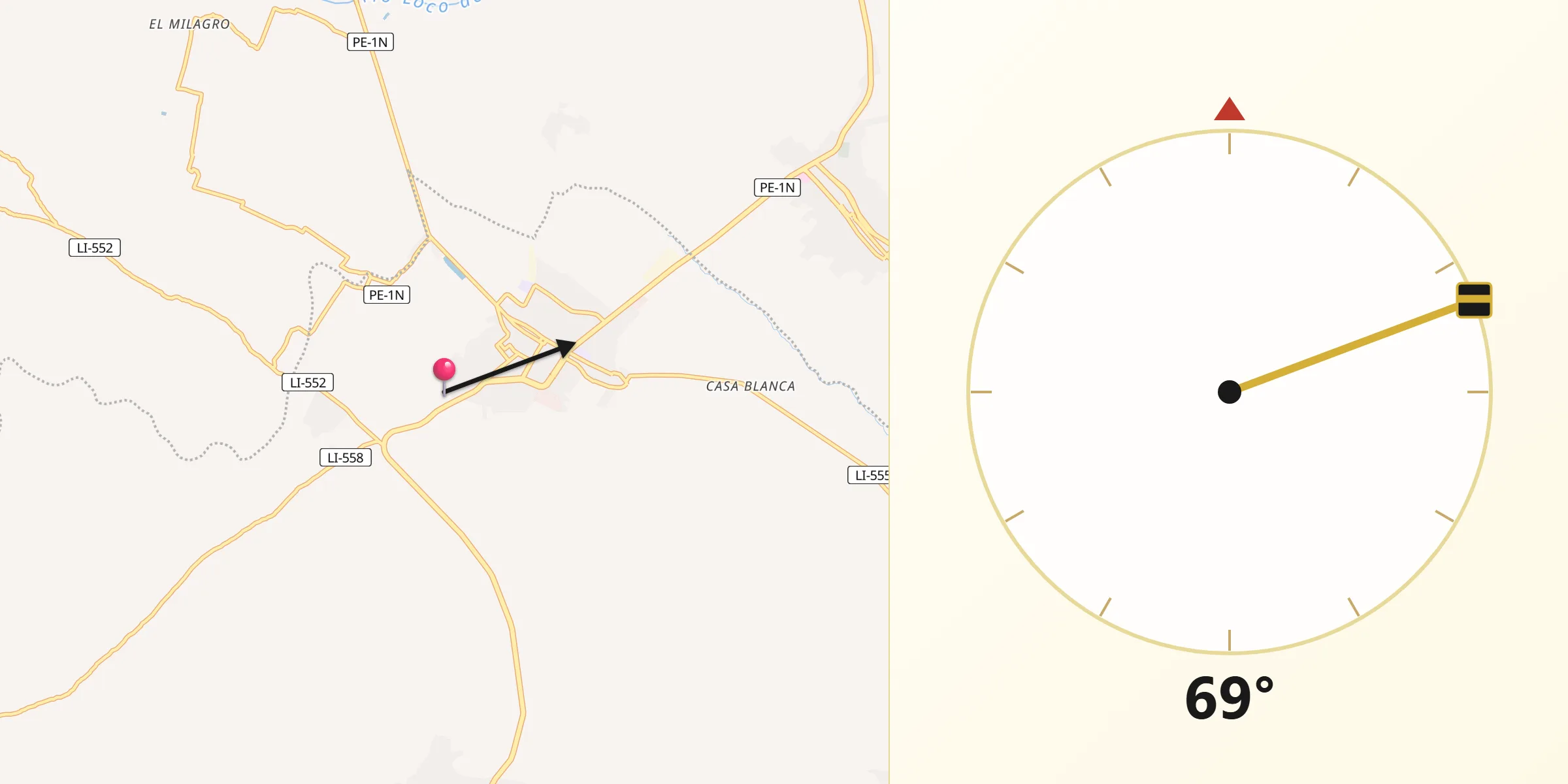 Dirección de la Qibla desde Guadalupe