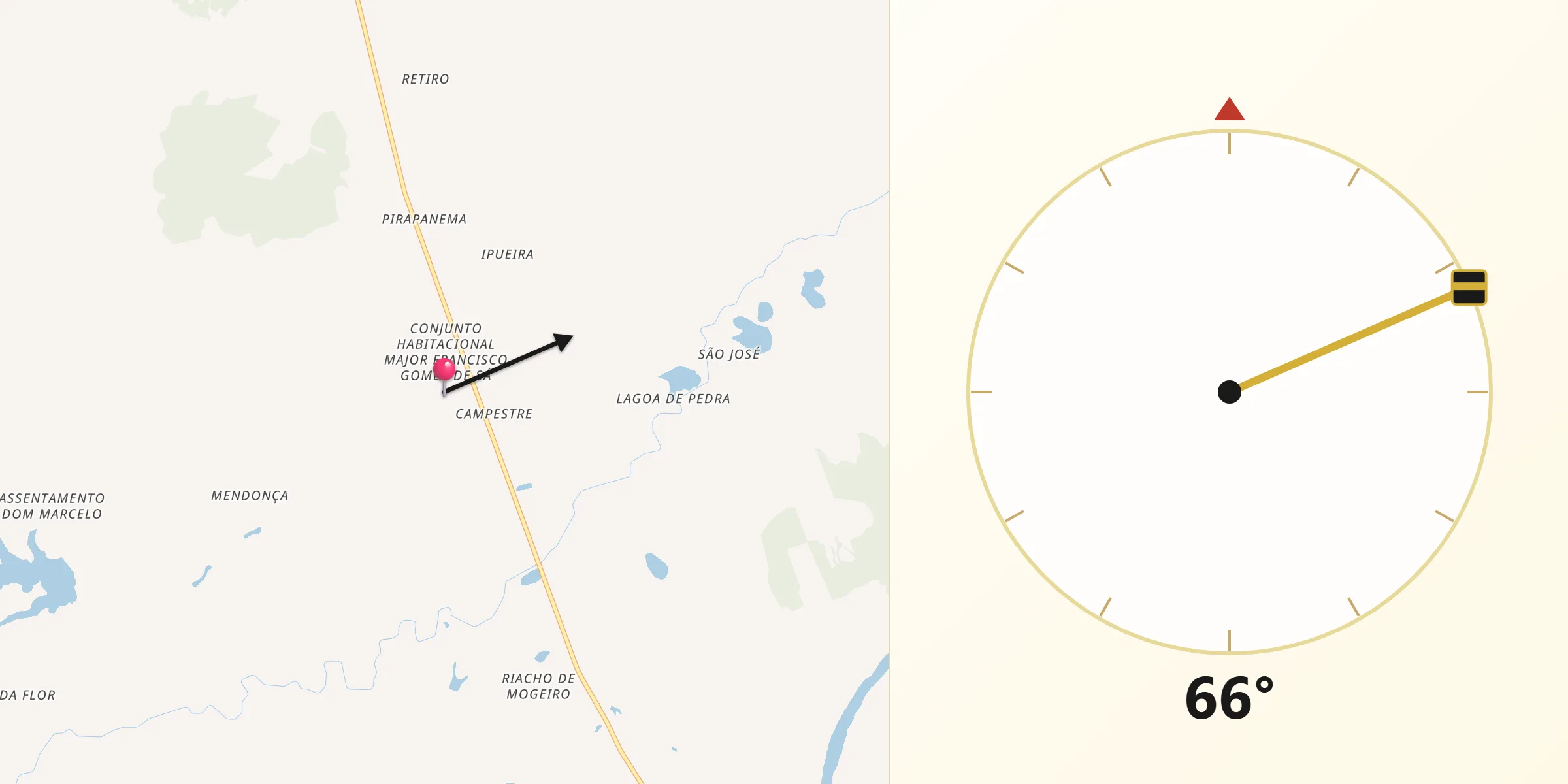 Direção da Qibla a partir de São José dos Ramos