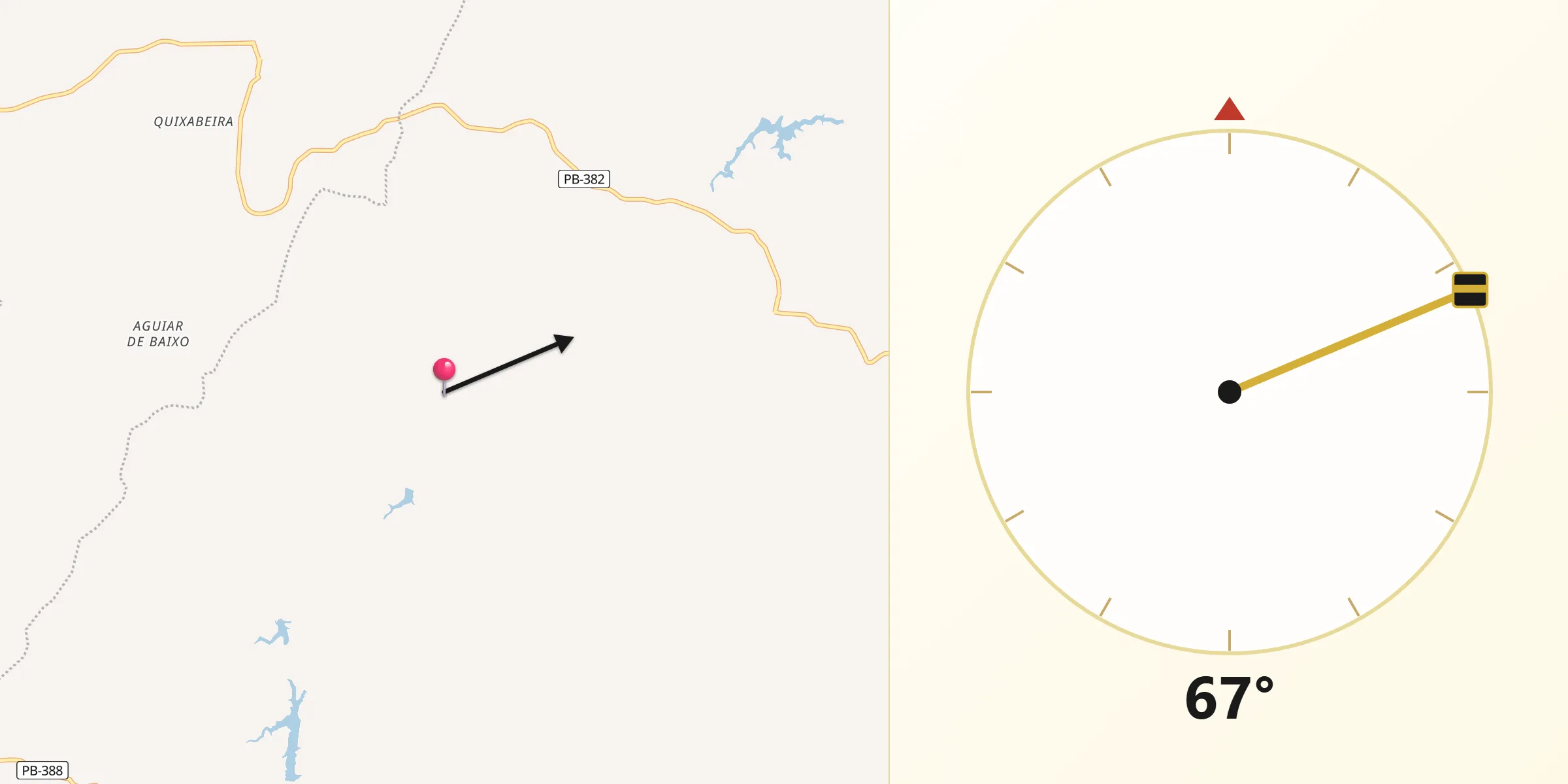 Direção da Qibla a partir de São José de Caiana
