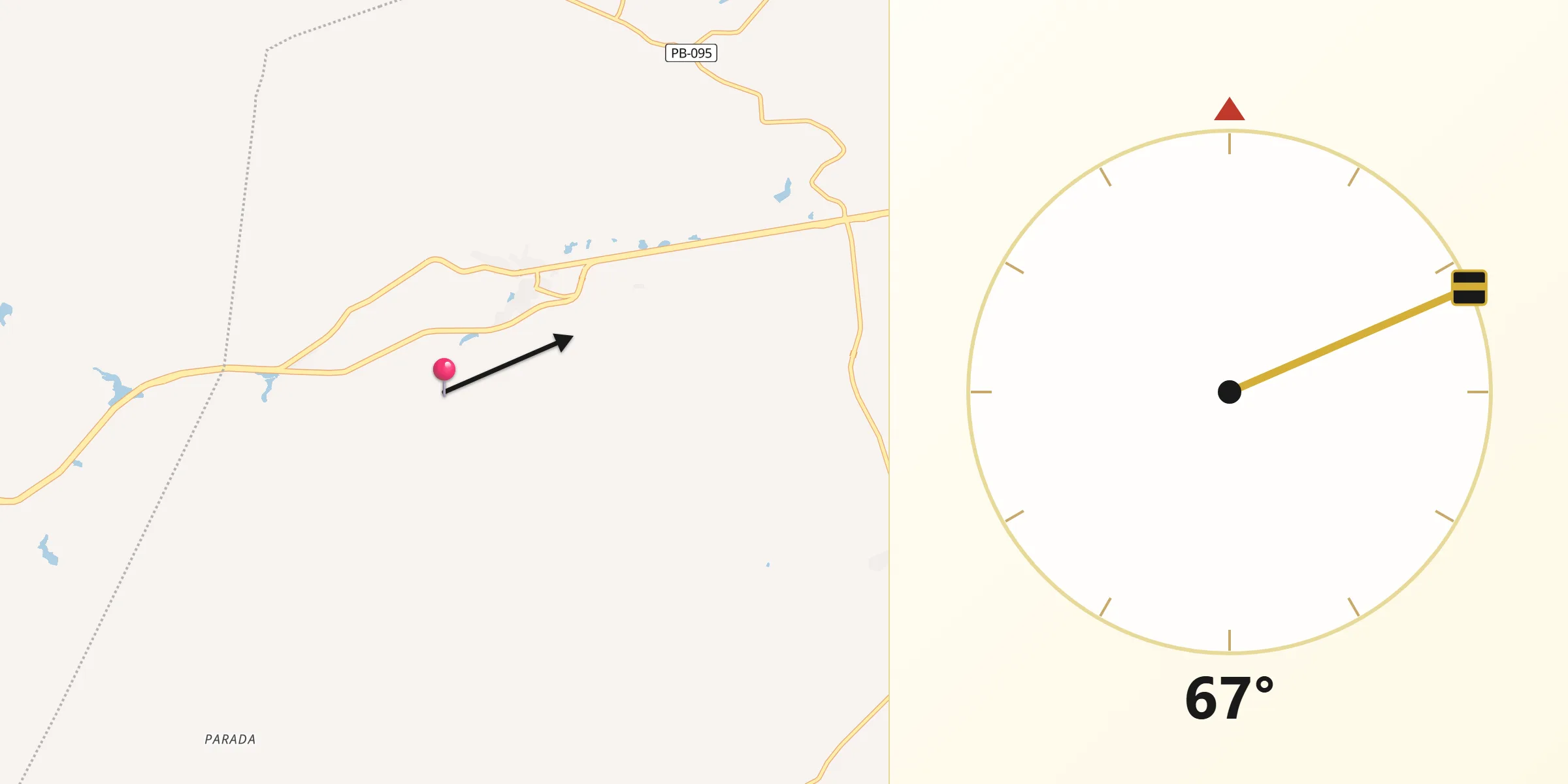 Direção da Qibla a partir de Riachão do Bacamarte