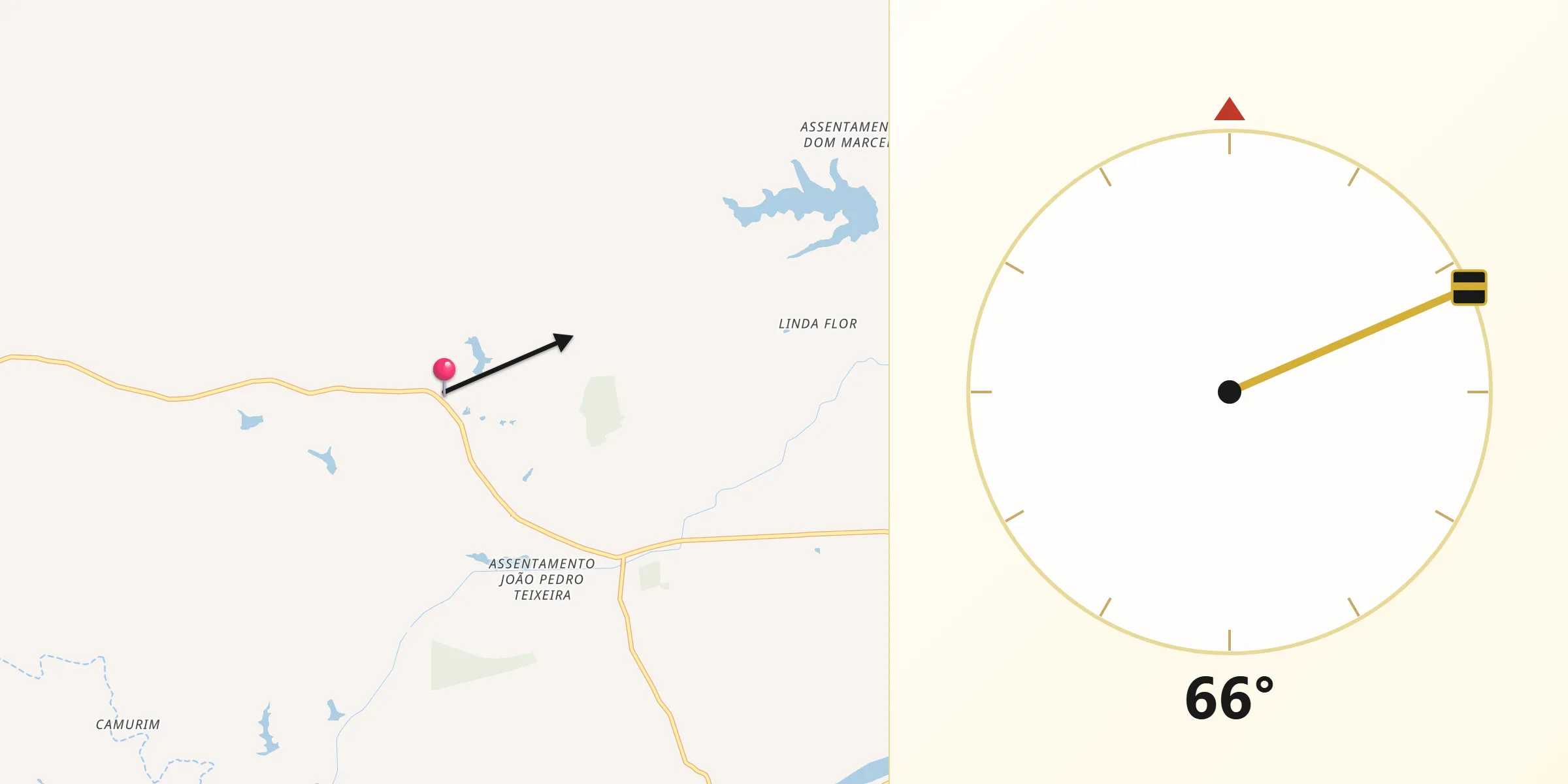 Direção da Qibla a partir de Mogeiro