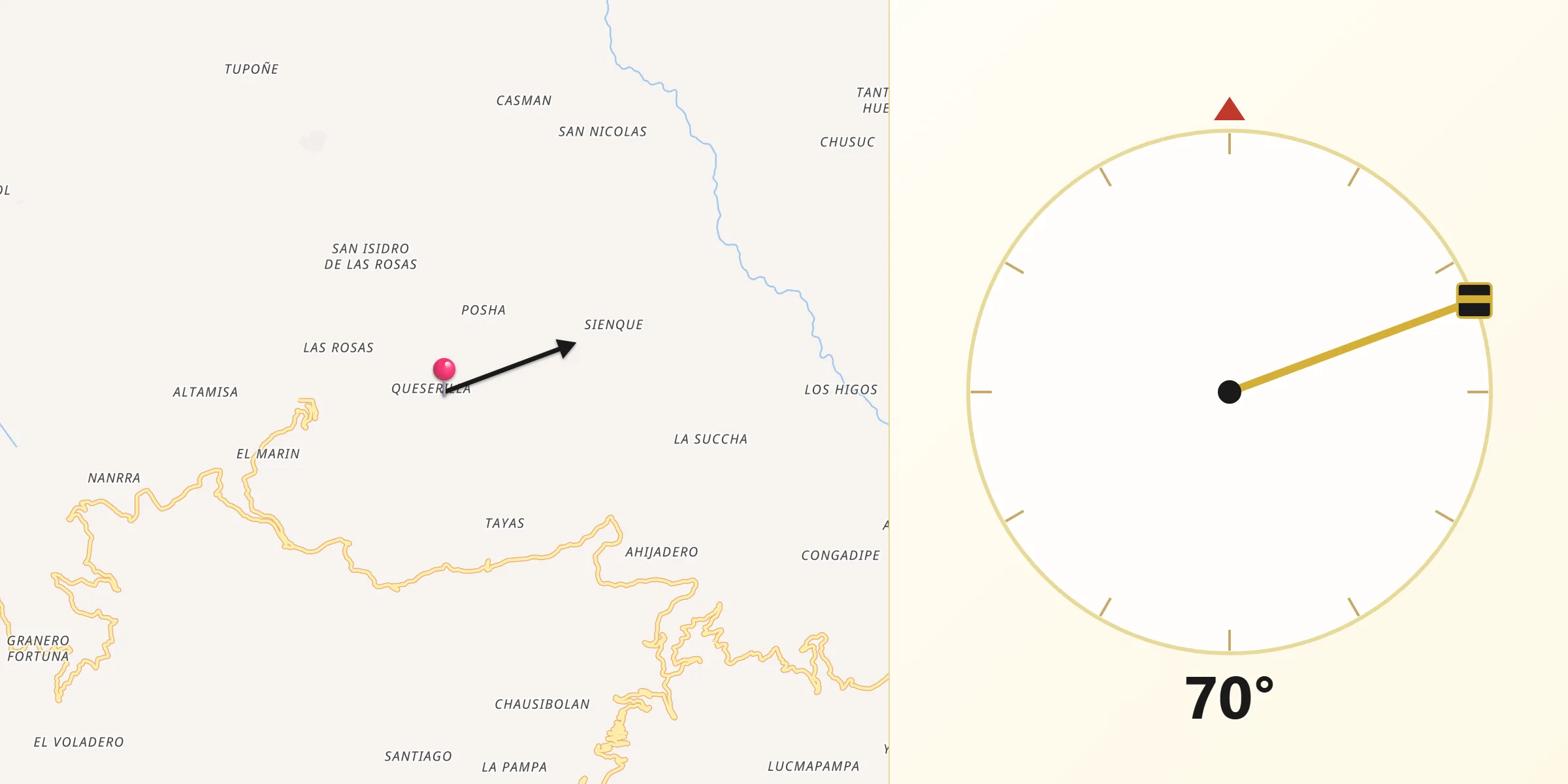 Dirección de la Qibla desde Provincia de Contumazá