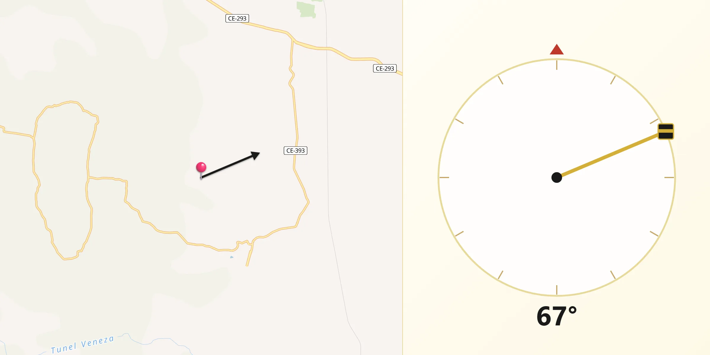 Direção da Qibla a partir de Abaiara