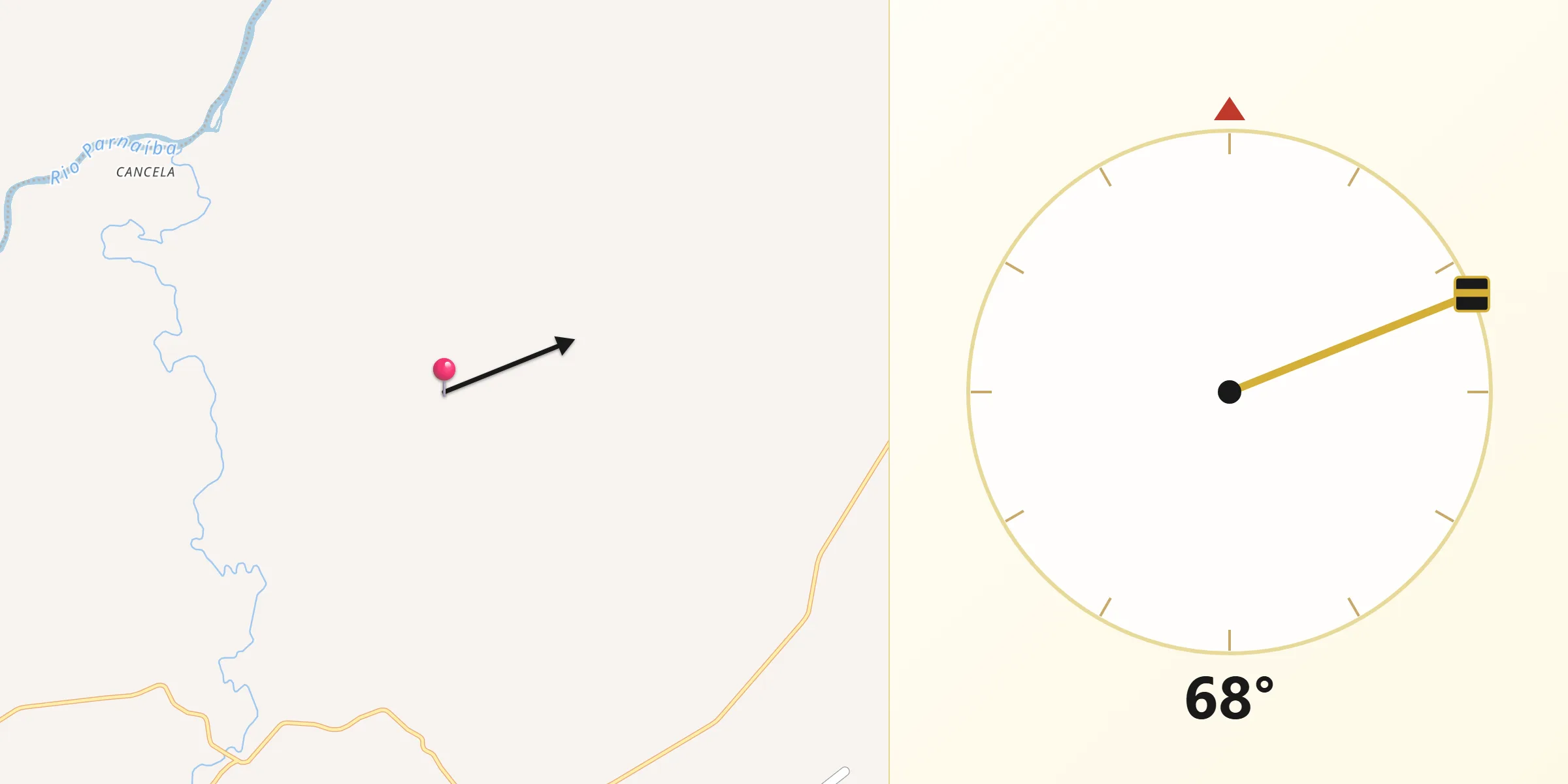 Direção da Qibla a partir de Uruçuí