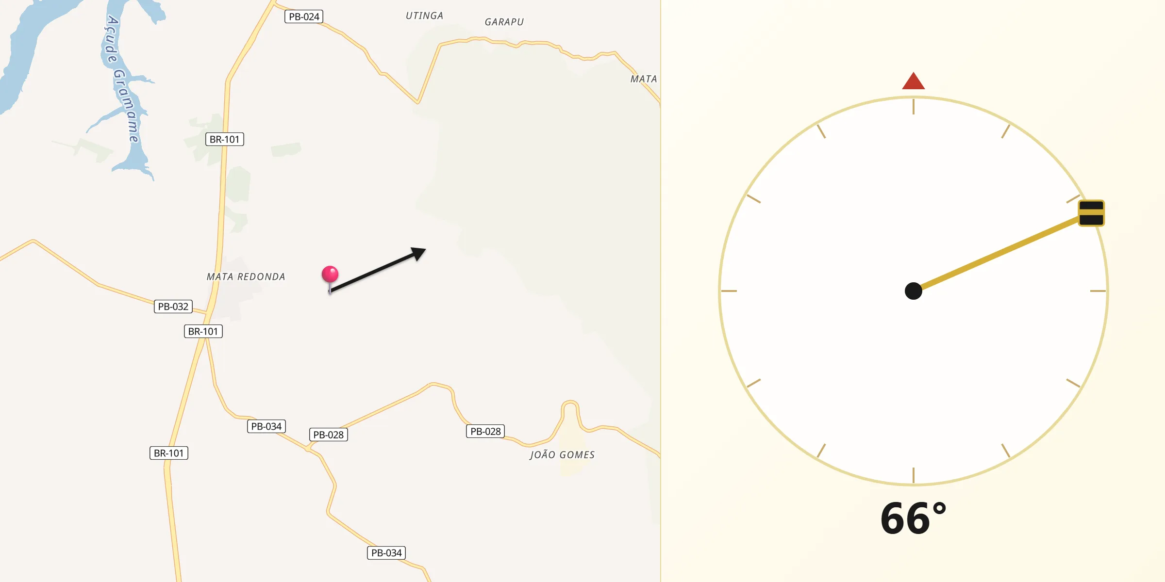 Direção da Qibla a partir de Alhandra