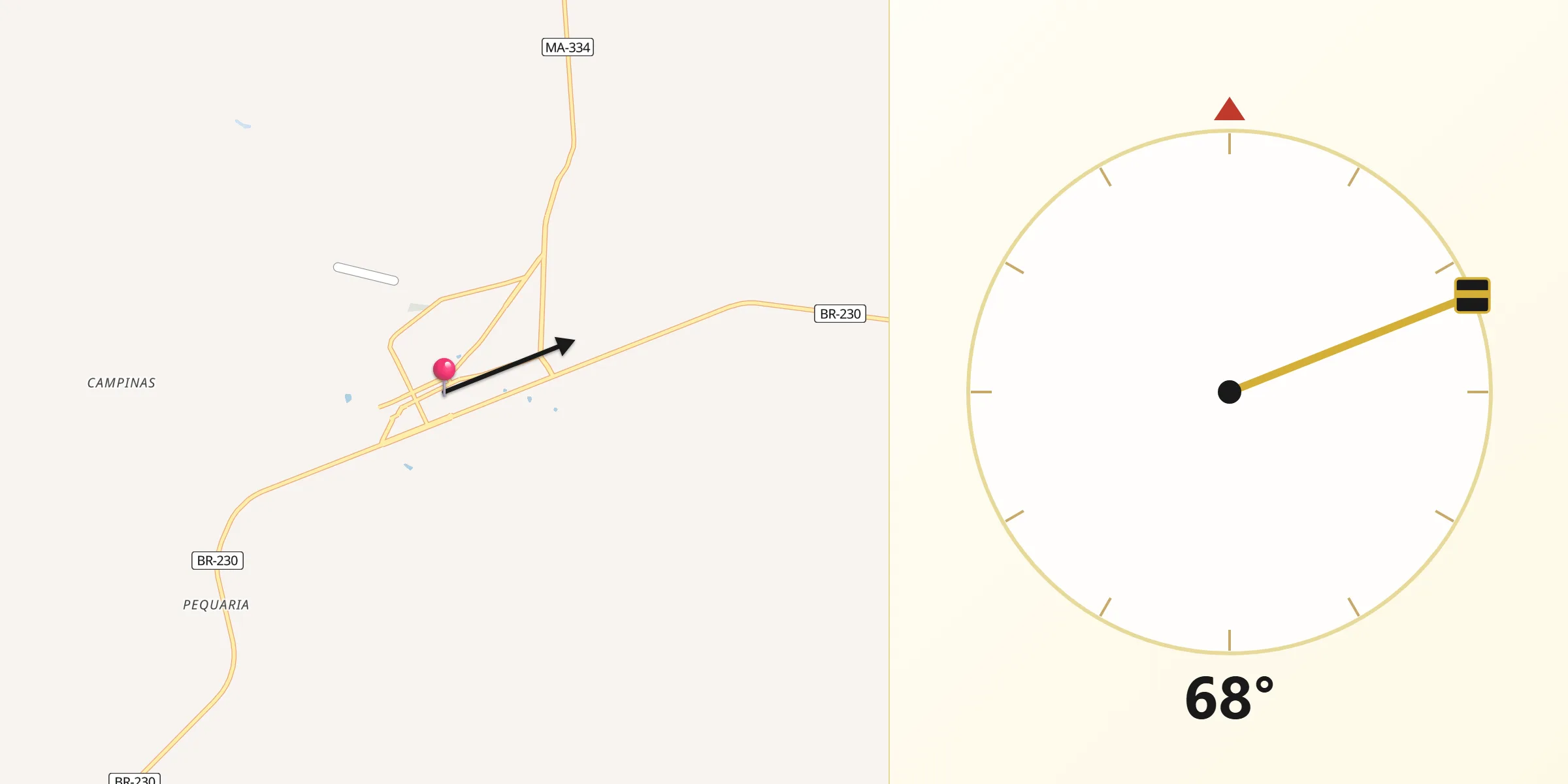Direção da Qibla a partir de Riachão