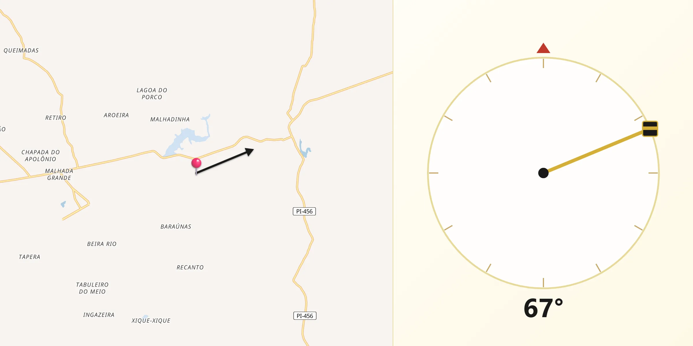 Direção da Qibla a partir de Padre Marcos