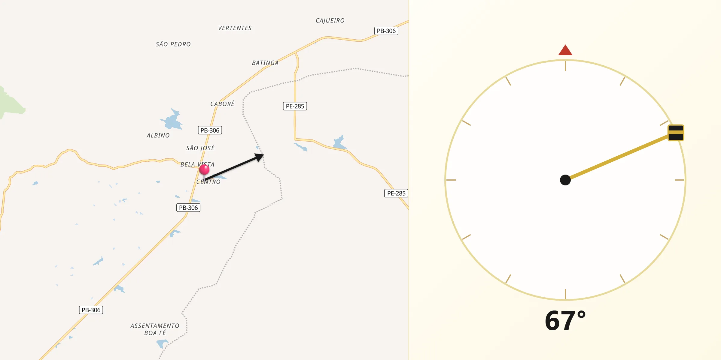 Direção da Qibla a partir de Imaculada