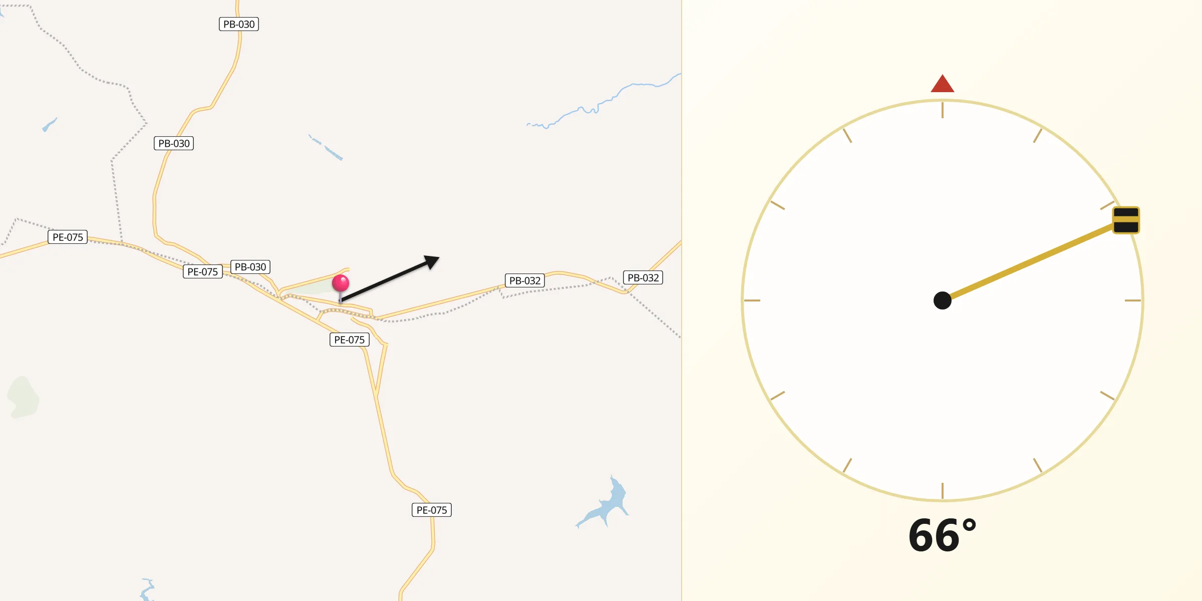 Direção da Qibla a partir de Pedras de Fogo